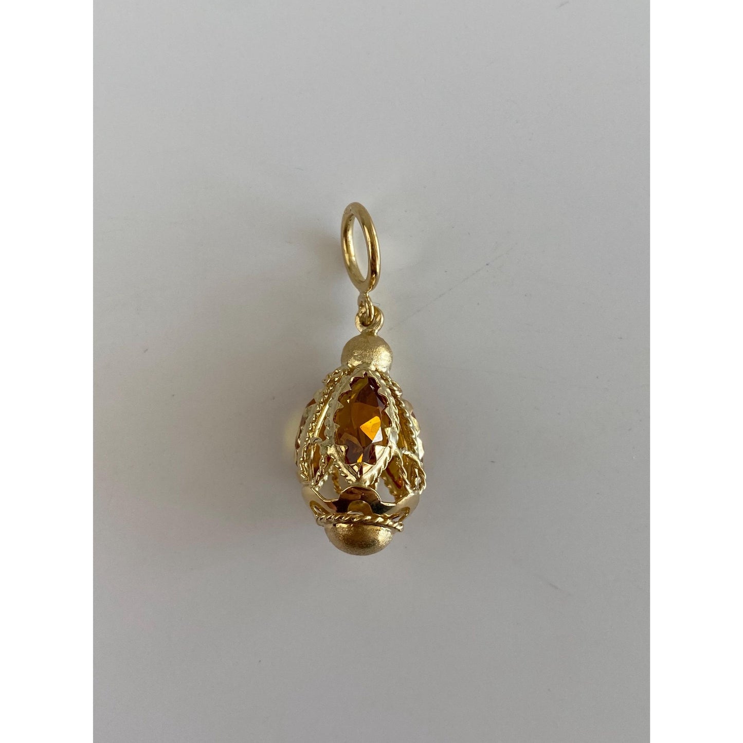 Vintage Solid 18k Yellow Gold Orange Topaz Charm