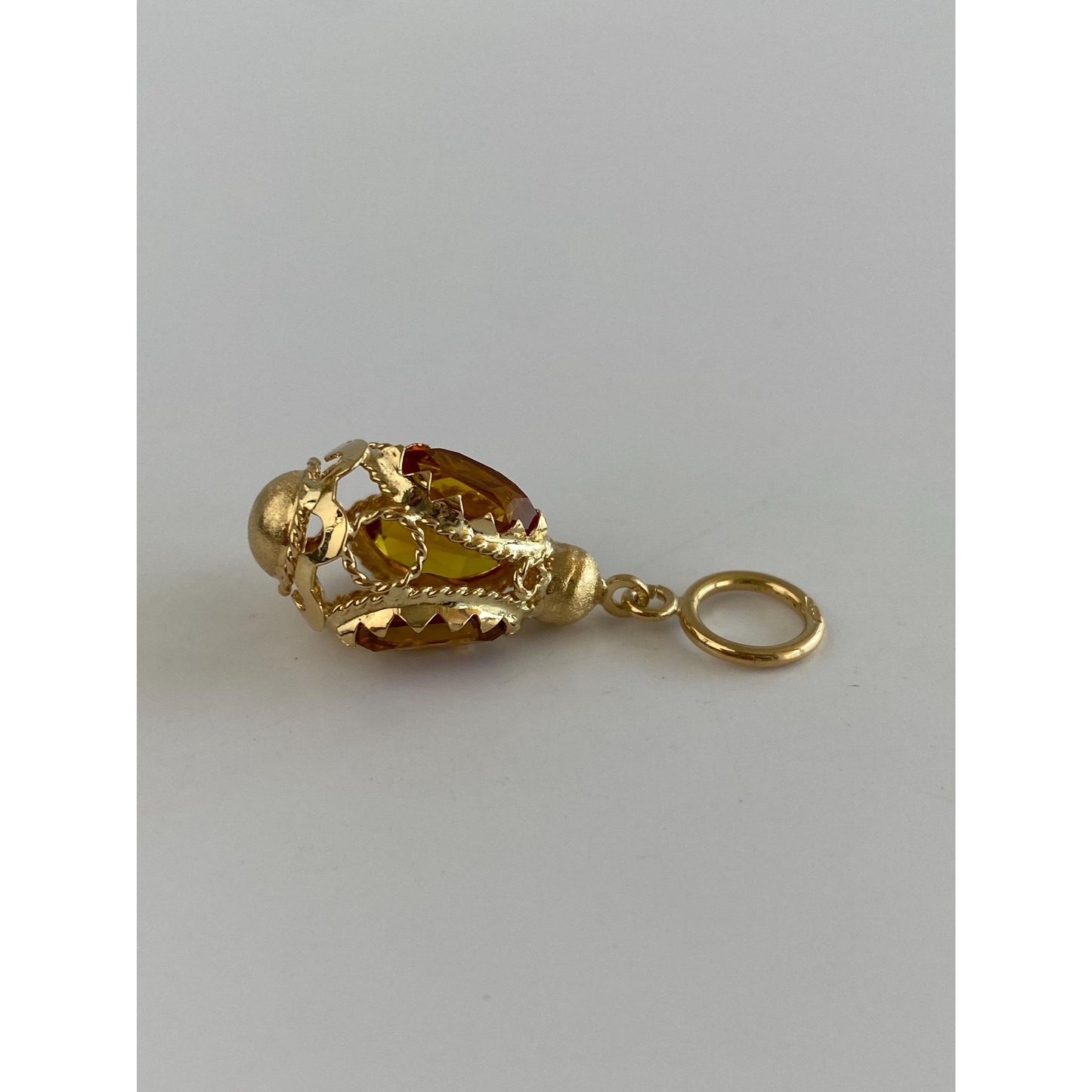 Vintage Solid 18k Yellow Gold Orange Topaz Charm
