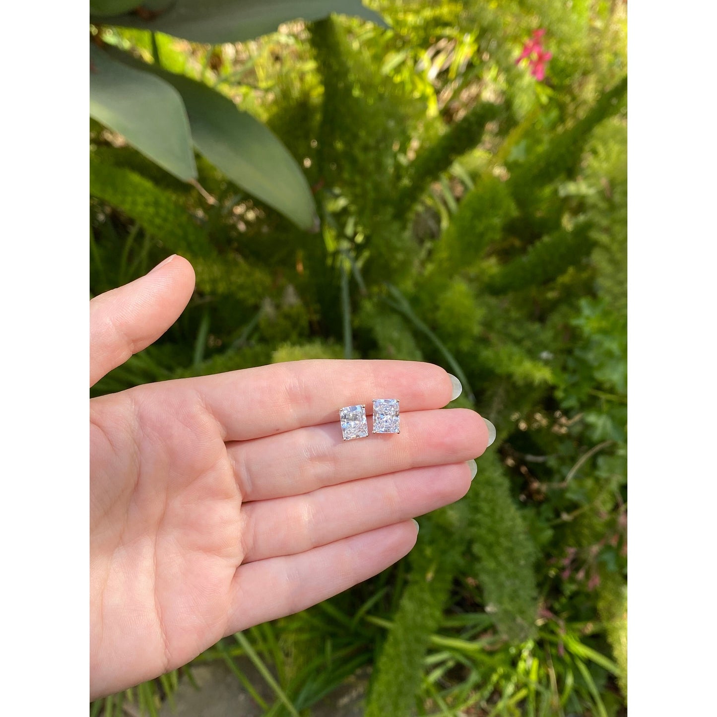 Solid 14k White Gold Cubic Zirconia Stud Earrings