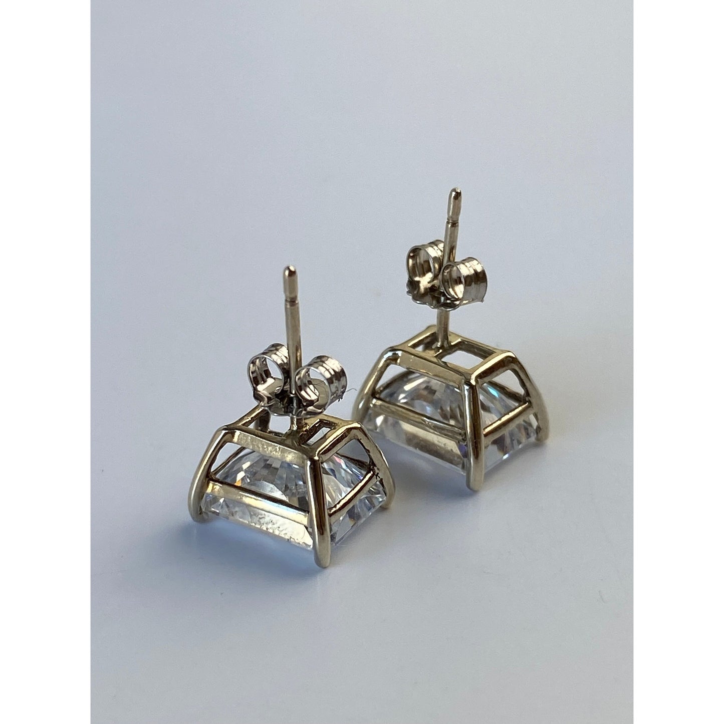 Solid 14k White Gold Cubic Zirconia Stud Earrings