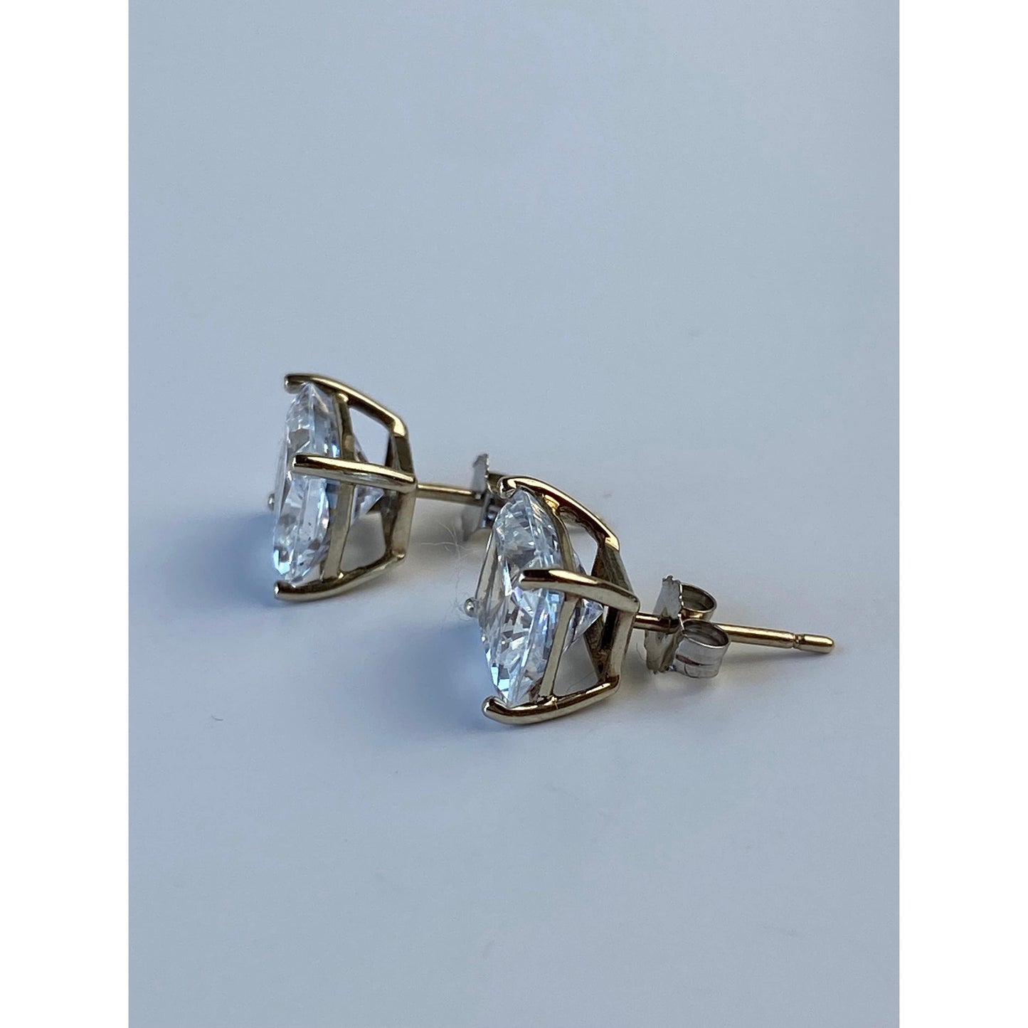Solid 14k White Gold Cubic Zirconia Stud Earrings