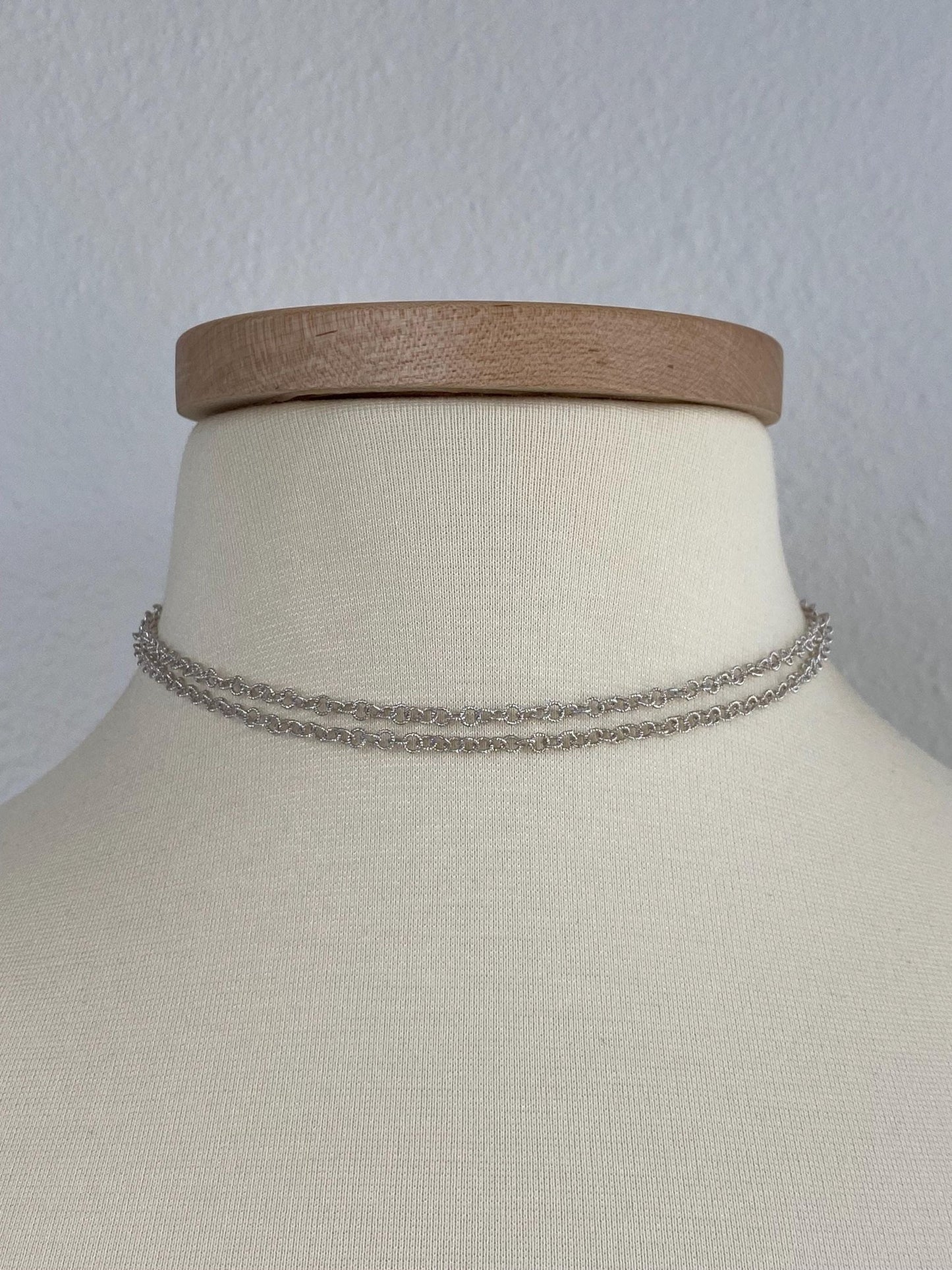 Vintage Solid 14k White Gold Long Textured Rolo Chain Necklace - 29.75 inches