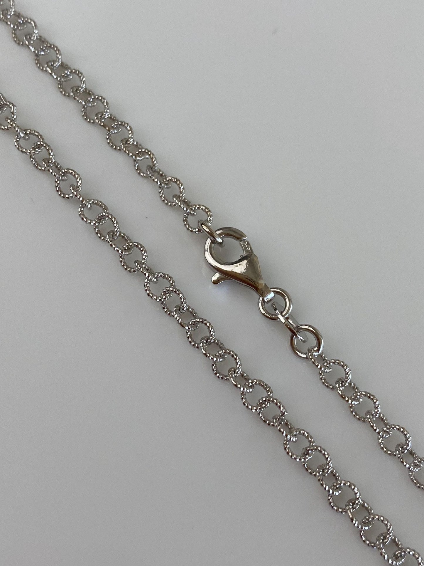 Vintage Solid 14k White Gold Long Textured Rolo Chain Necklace - 29.75 inches