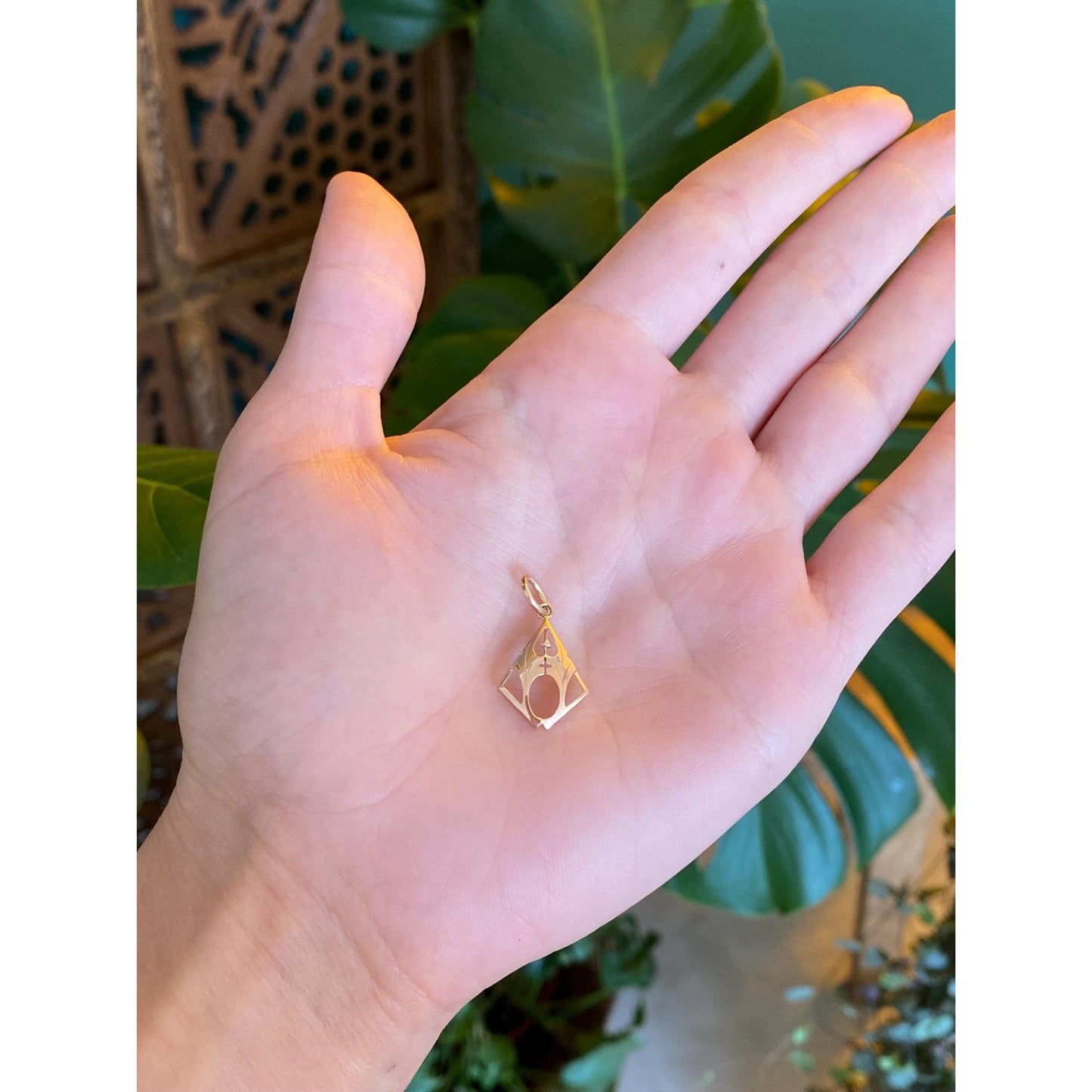 Vintage Solid 14k Rosey Gold Cross Church Charm