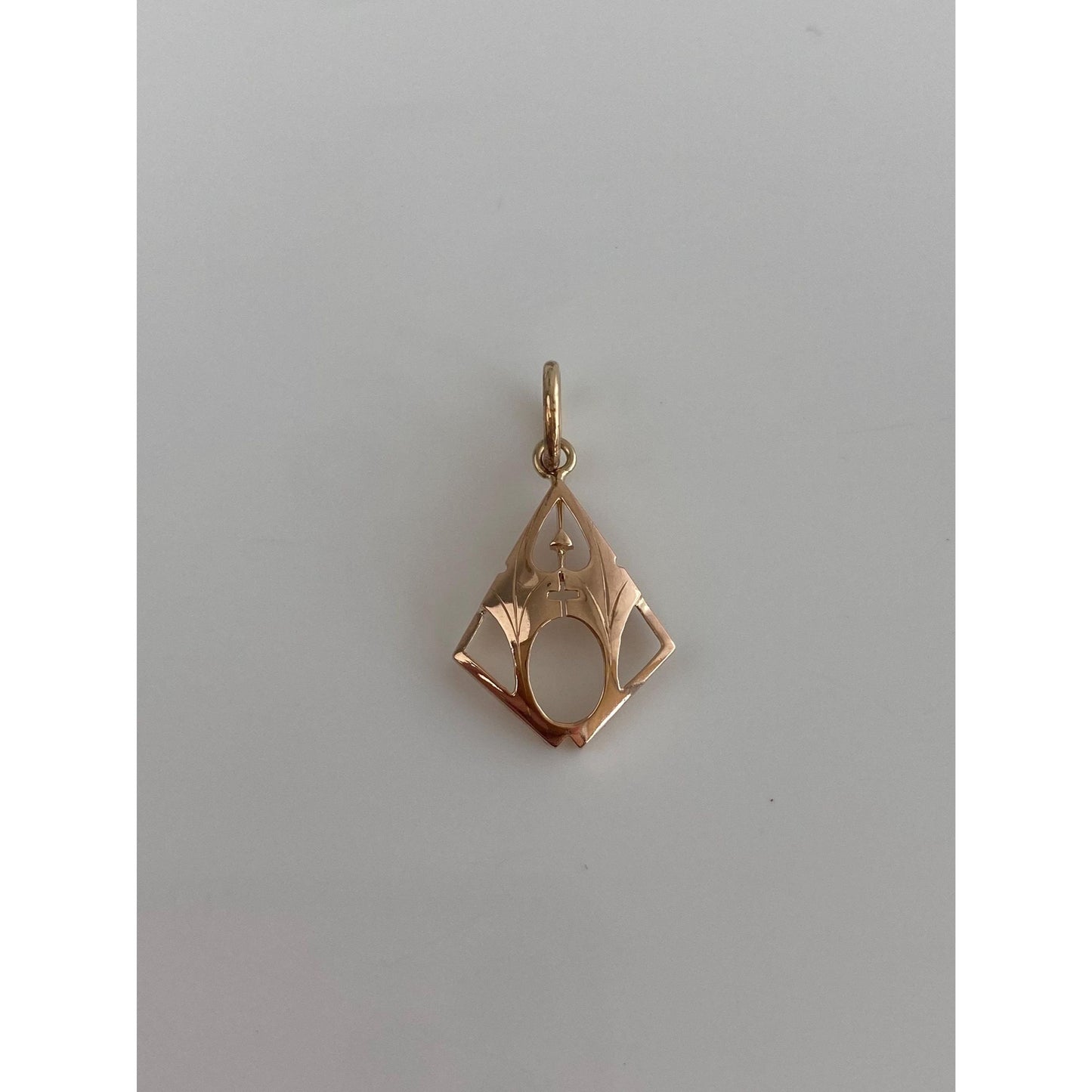 Vintage Solid 14k Rosey Gold Cross Church Charm