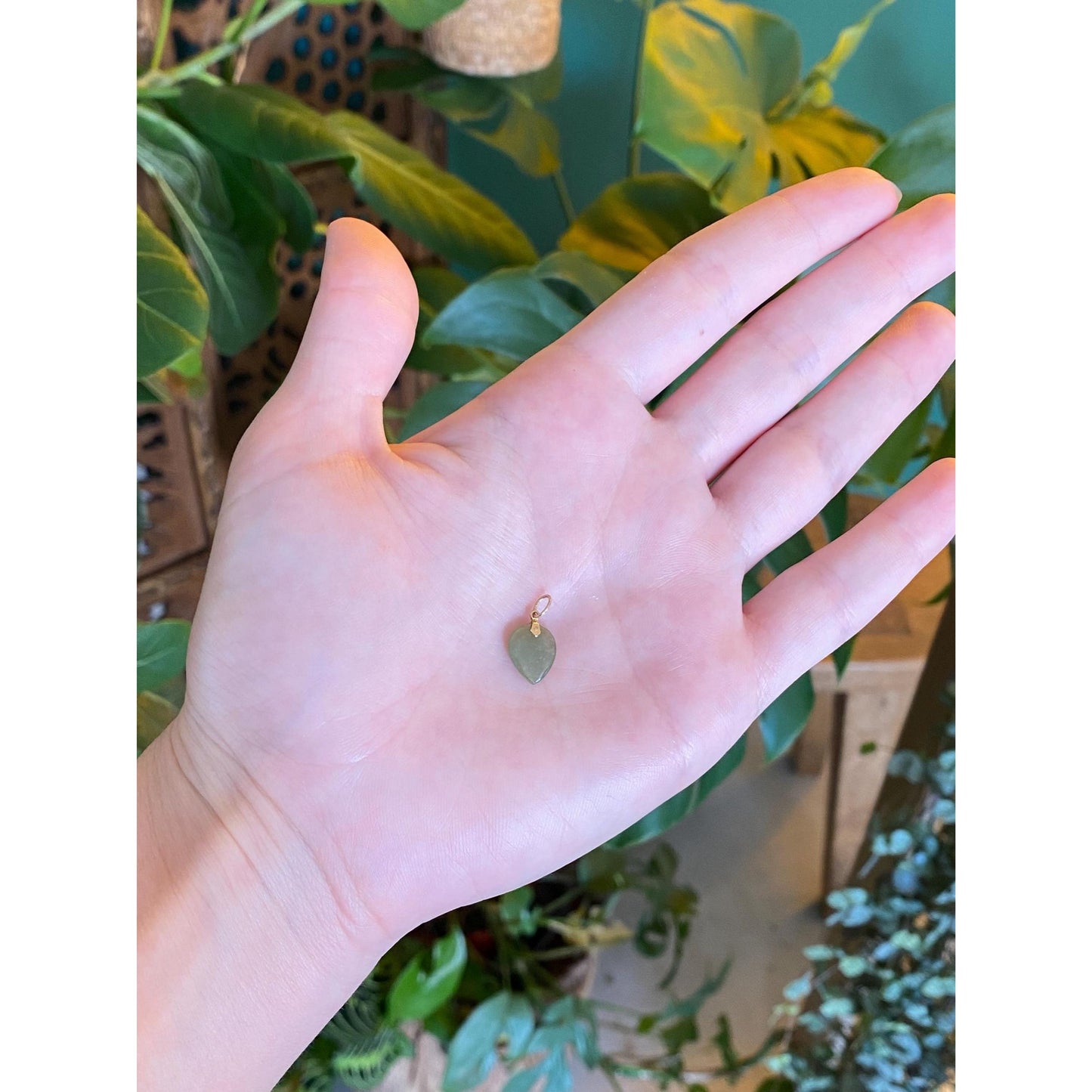 Vintage Solid 14k Yellow Gold Little Jade Charm