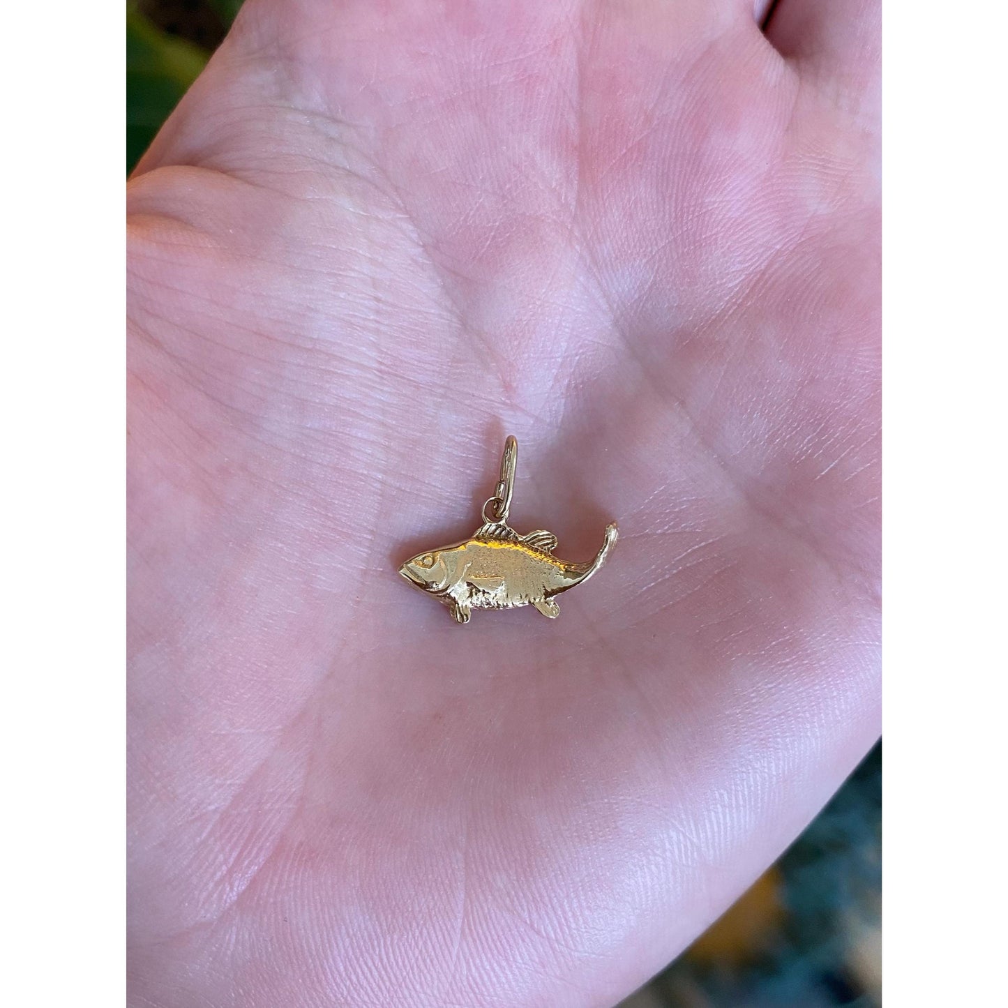Vintage Solid 14k Yellow Gold Trout Fish Charm