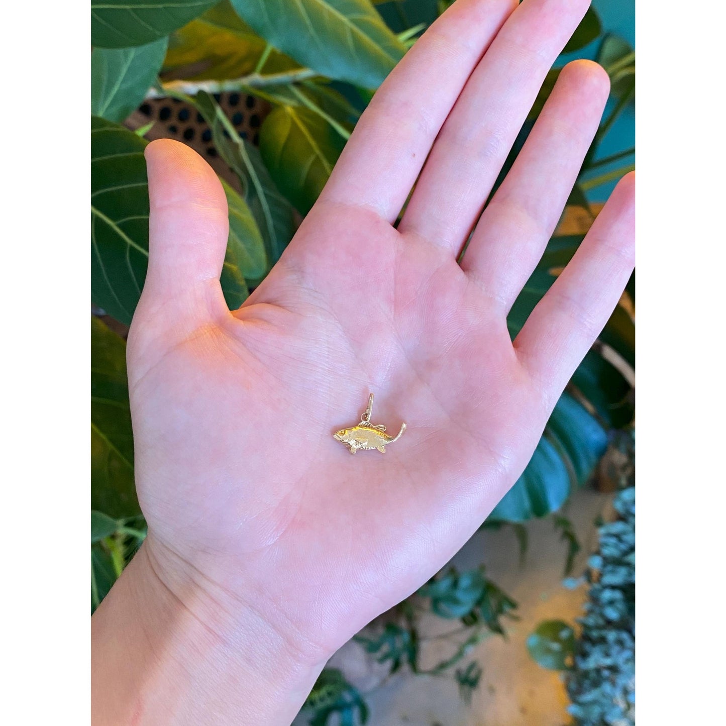 Vintage Solid 14k Yellow Gold Trout Fish Charm