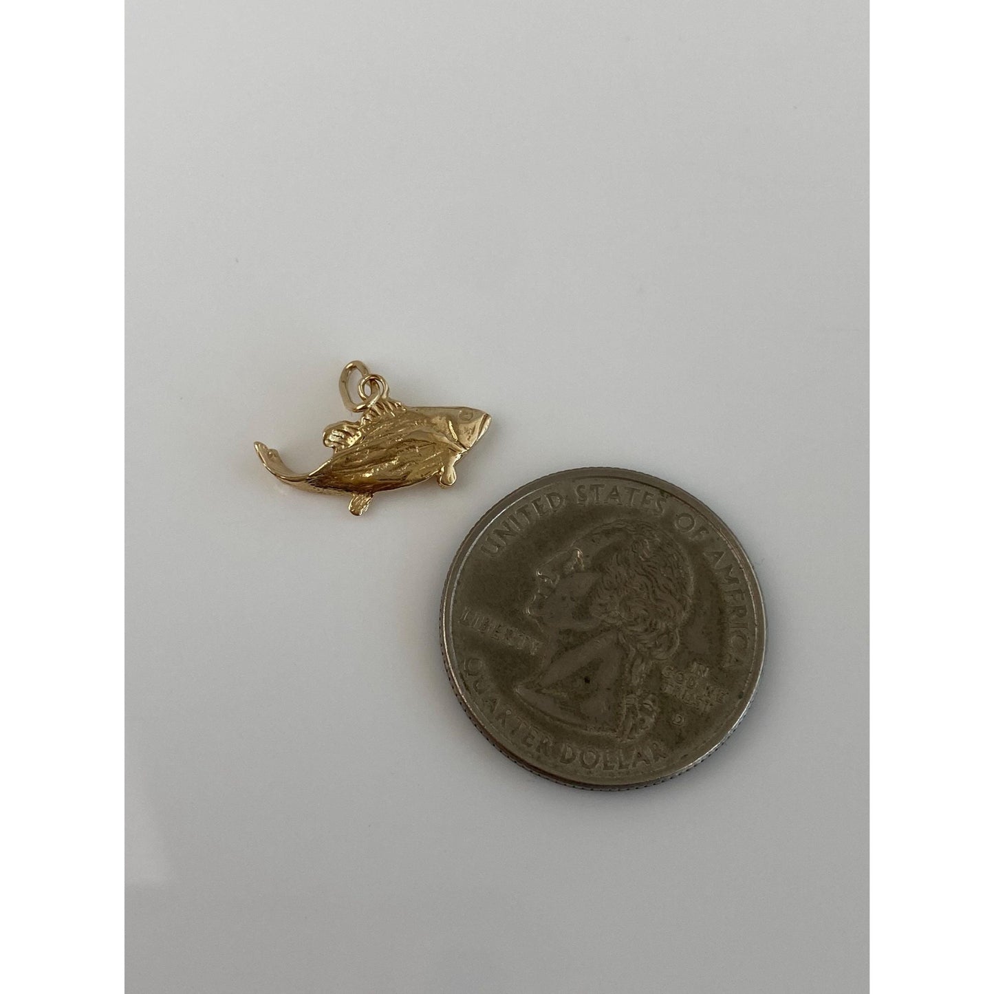 Vintage Solid 14k Yellow Gold Trout Fish Charm