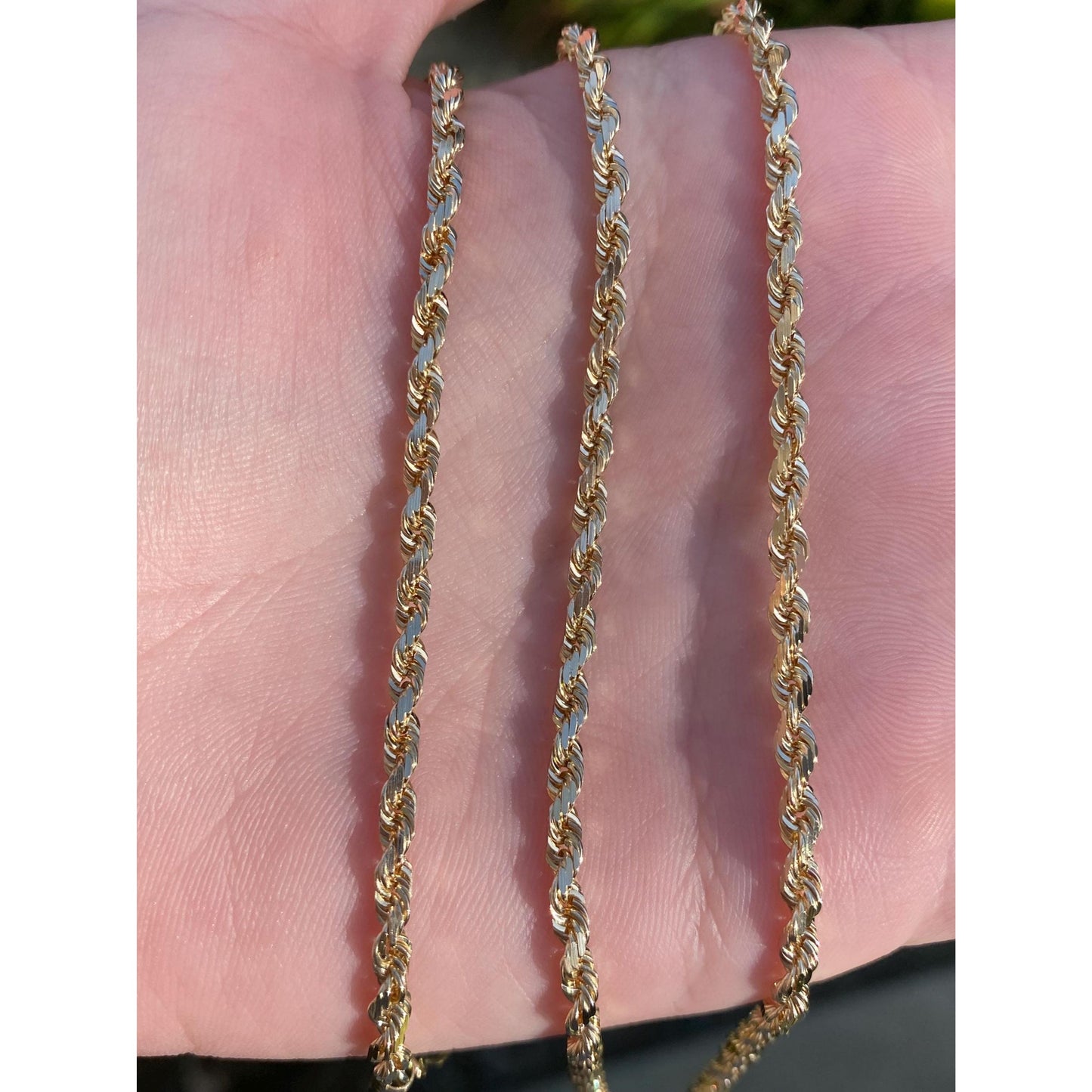 Vintage Solid 14k Yellow Gold Chunky Rope Chain Necklace - 24 inches