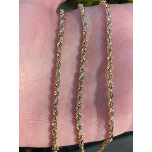 Vintage Solid 14k Yellow Gold Chunky Rope Chain Necklace - 24 inches
