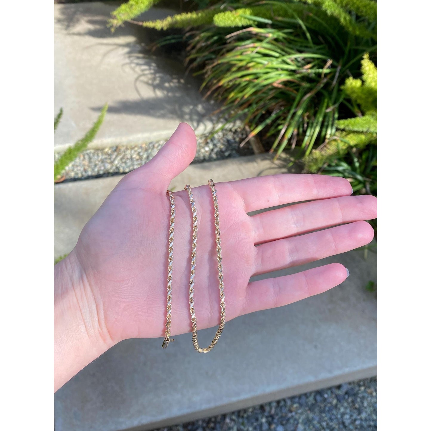 Vintage Solid 14k Yellow Gold Chunky Rope Chain Necklace - 24 inches