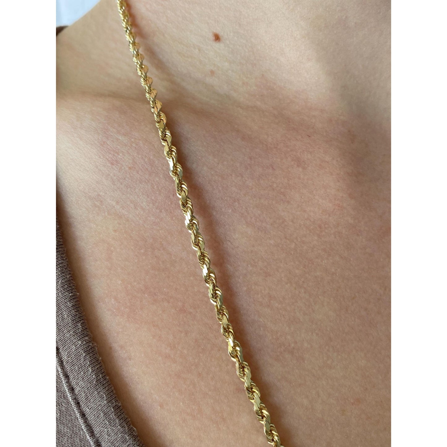 Vintage Solid 14k Yellow Gold Chunky Rope Chain Necklace - 24 inches