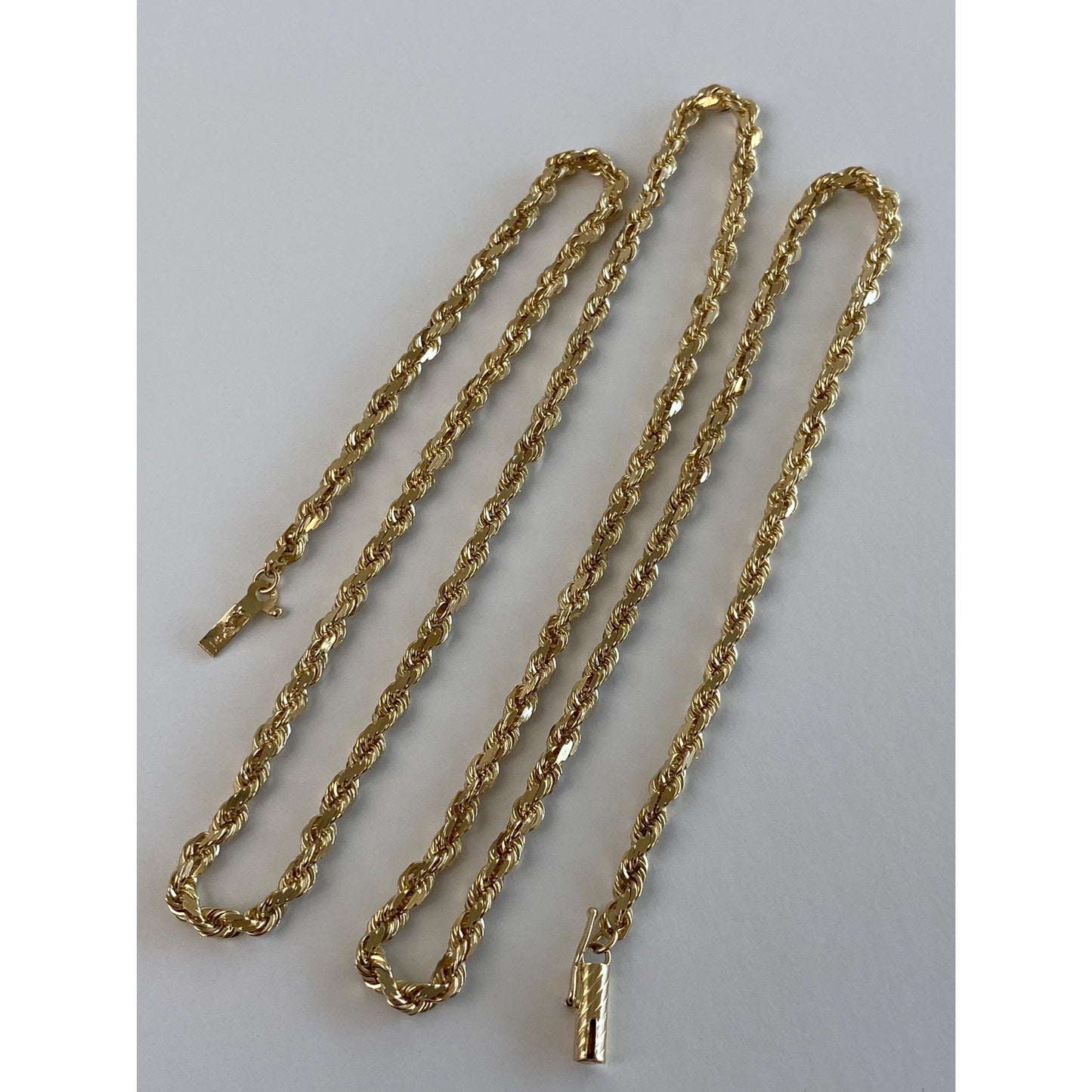 Vintage Solid 14k Yellow Gold Chunky Rope Chain Necklace - 24 inches