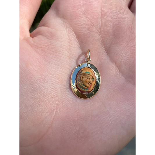 Vintage Solid 14k Yellow Gold Carved German Cameo Stick Pin Conversion Charm