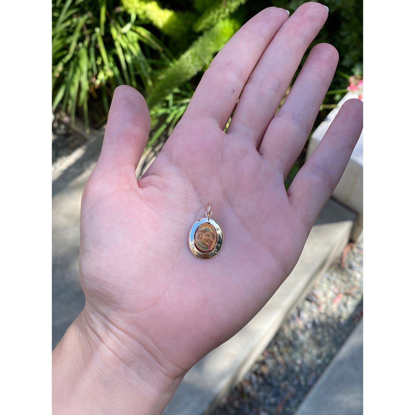 Vintage Solid 14k Yellow Gold Carved German Cameo Stick Pin Conversion Charm