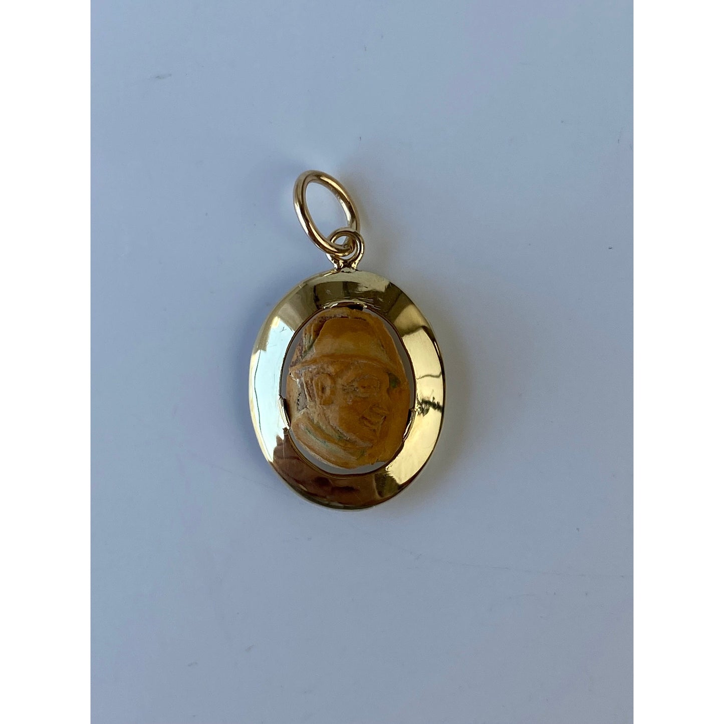 Vintage Solid 14k Yellow Gold Carved German Cameo Stick Pin Conversion Charm