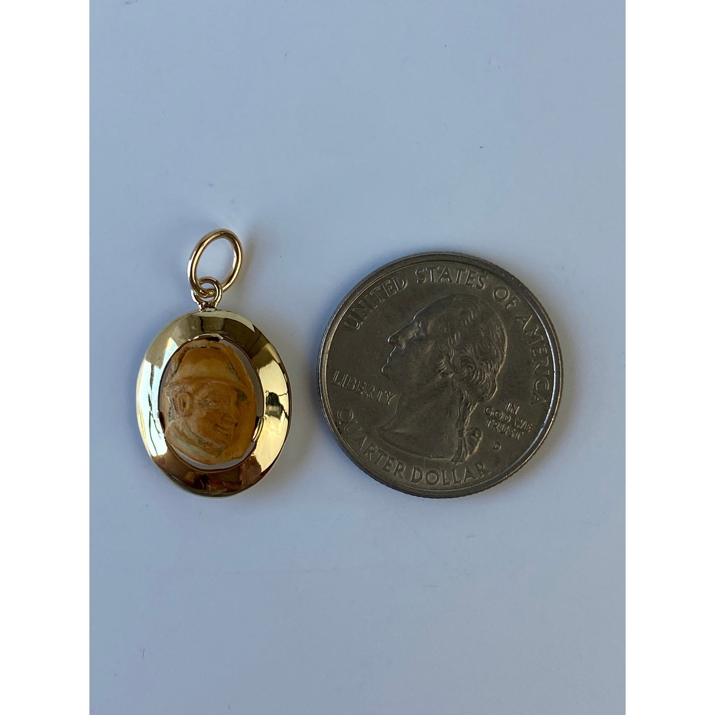 Vintage Solid 14k Yellow Gold Carved German Cameo Stick Pin Conversion Charm