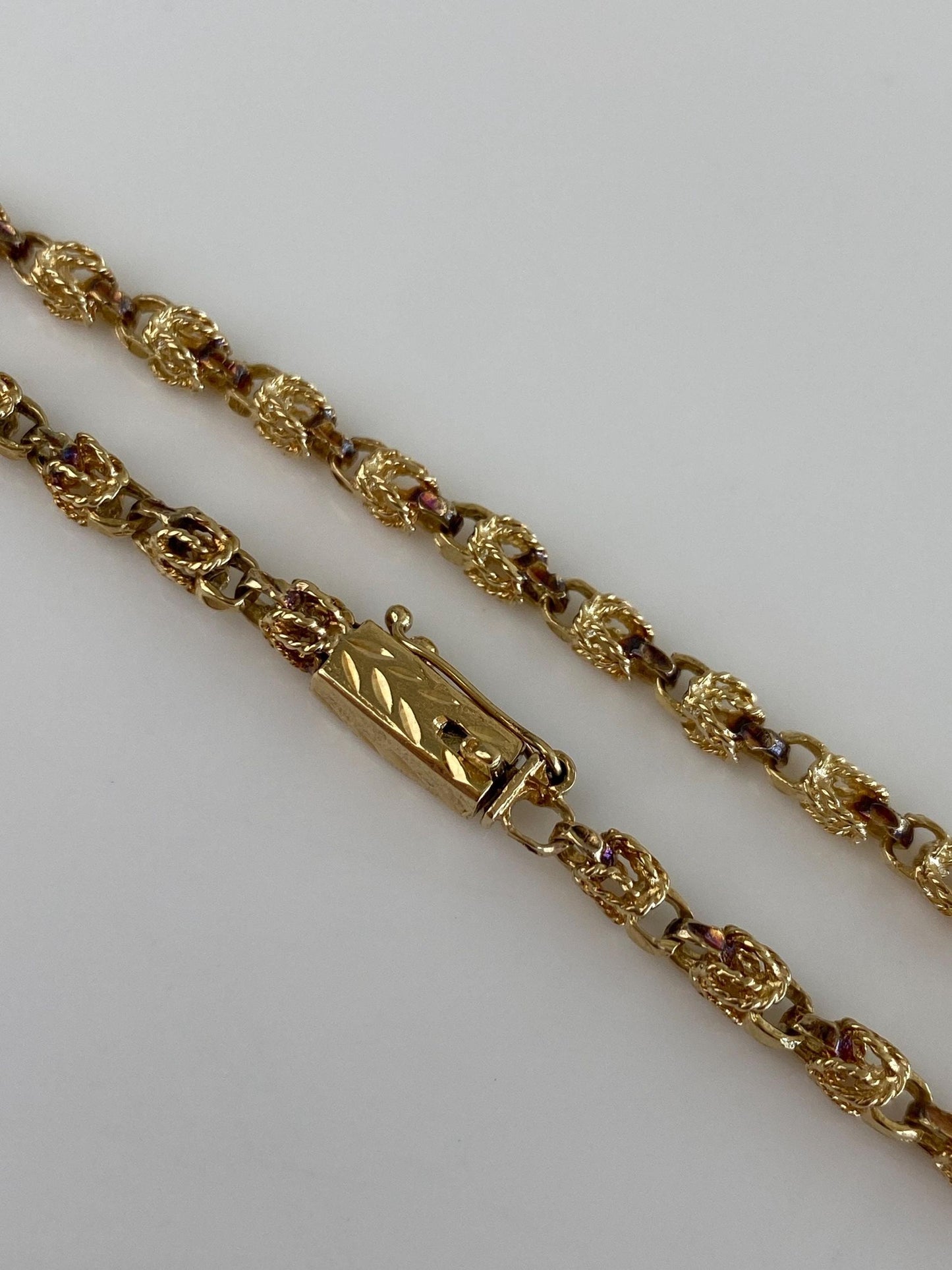 Vintage Solid 14k Yellow Gold Fancy Link Bracelet - 7 inches