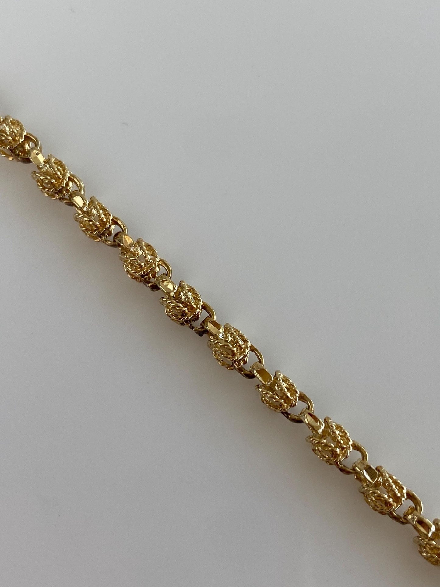 Vintage Solid 14k Yellow Gold Fancy Link Bracelet - 7 inches