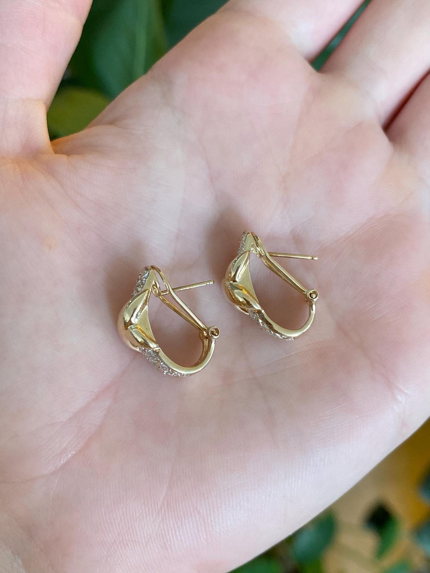 Vintage Solid 14k Yellow Gold Diamond Drop Earrings