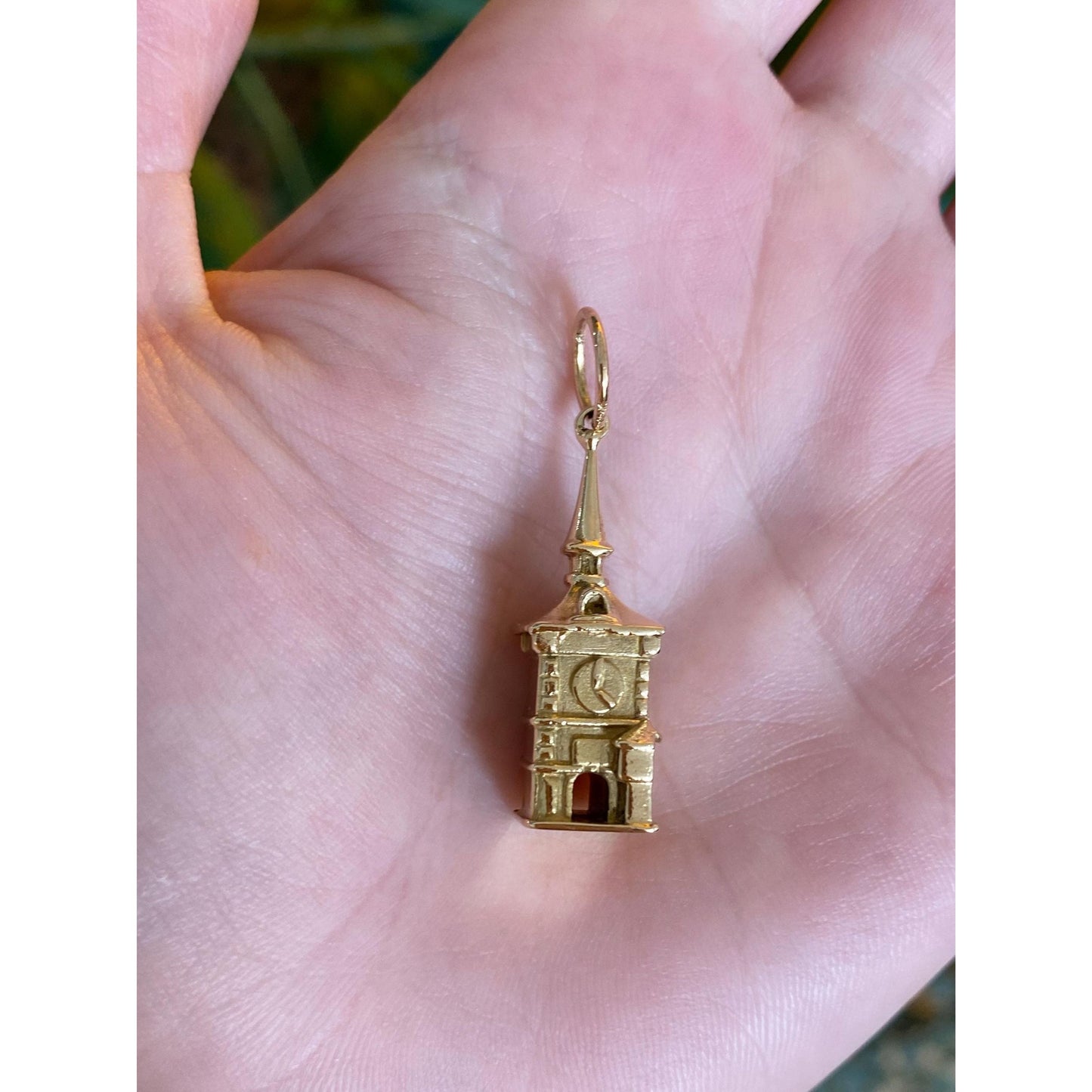 Solid 14k Yellow Gold Clock Tower Charm