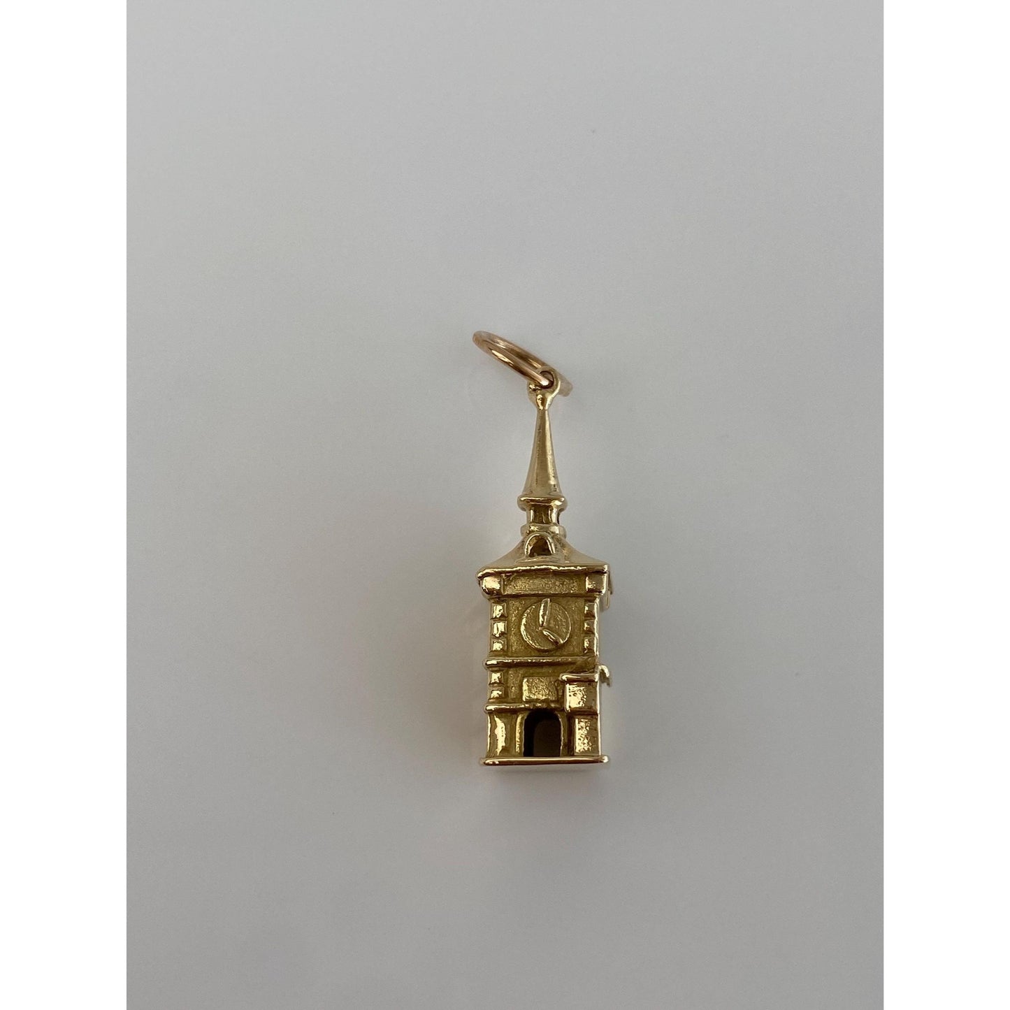 Solid 14k Yellow Gold Clock Tower Charm