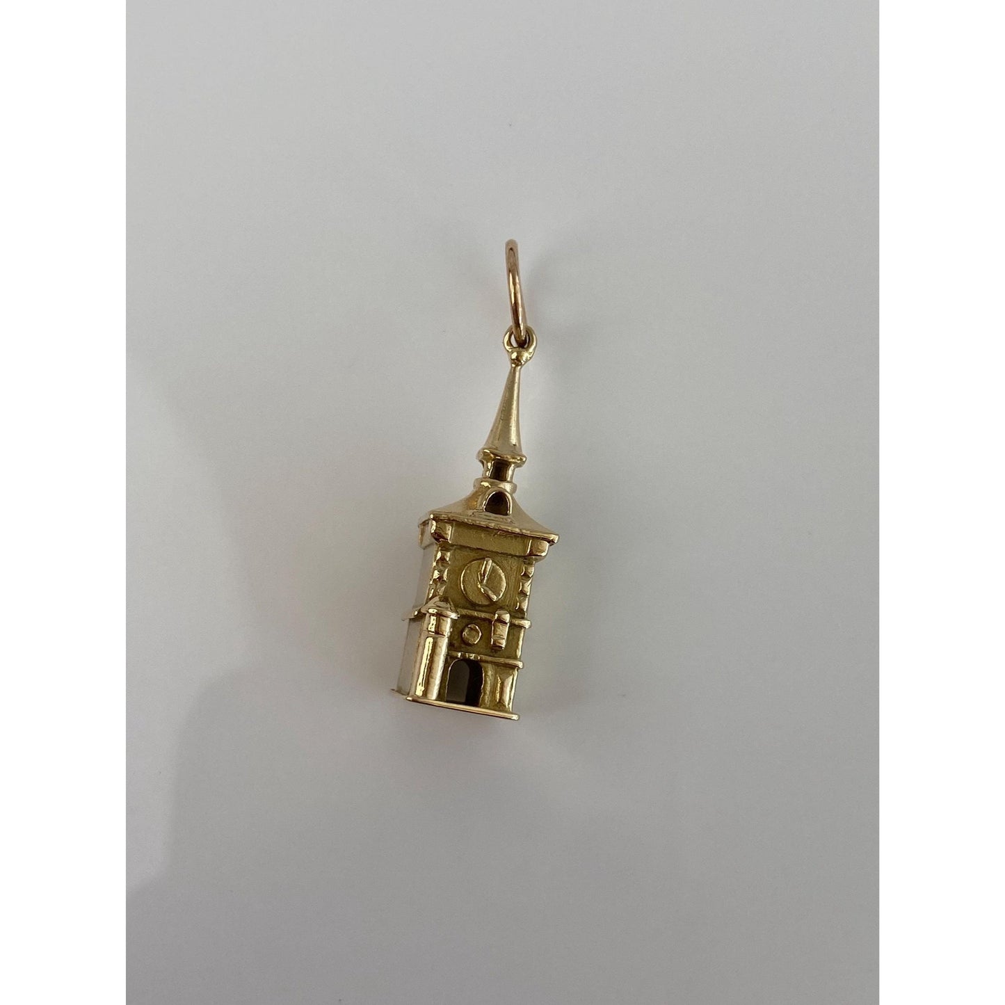 Solid 14k Yellow Gold Clock Tower Charm