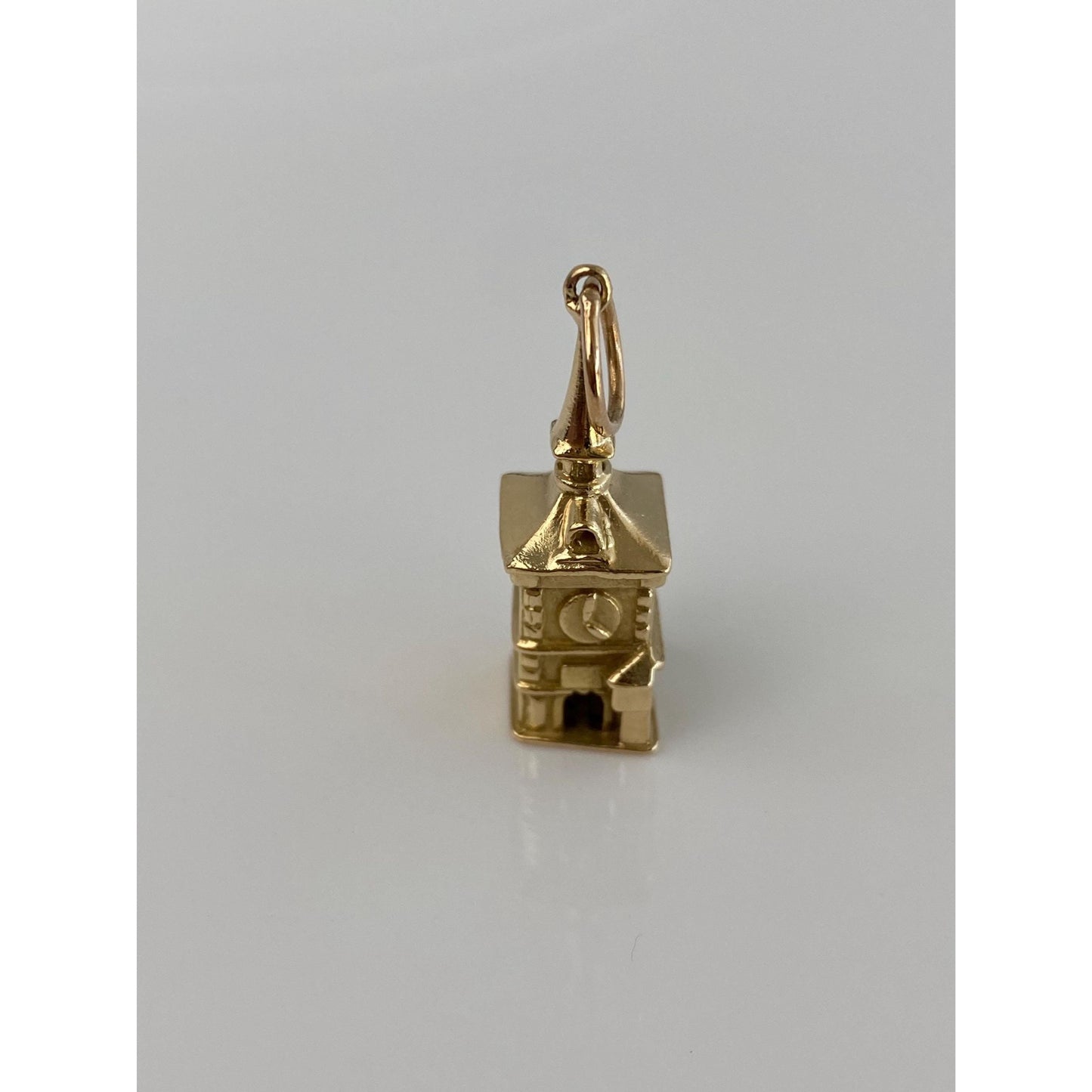 Solid 14k Yellow Gold Clock Tower Charm