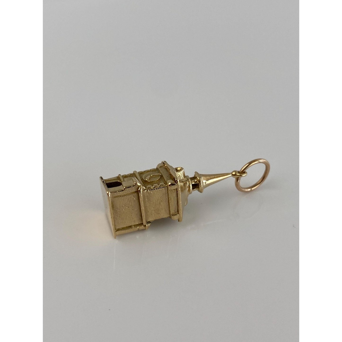 Solid 14k Yellow Gold Clock Tower Charm