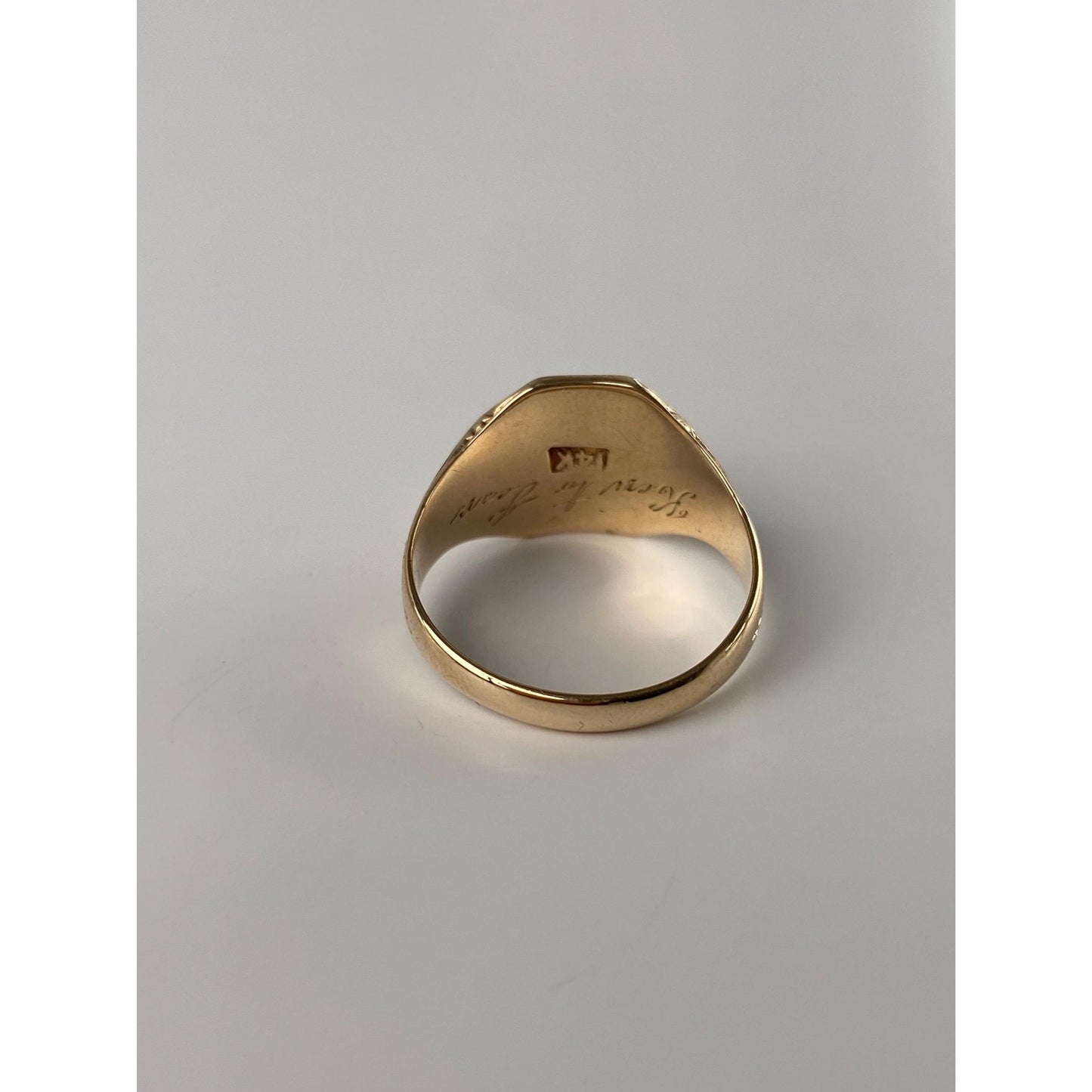 Vintage Solid 10k Yellow Gold Monogram JGC Pattern Signet Ring - Size 6.75