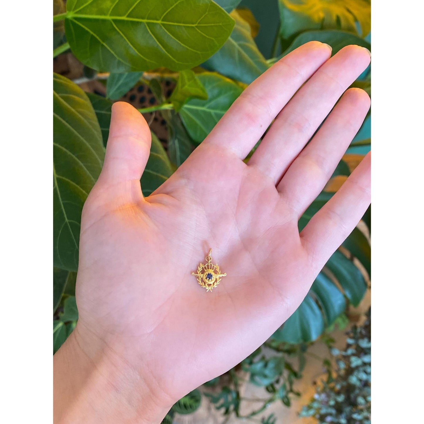 Solid 14k Yellow Gold Blue Sapphire Stick Pin Conversion Charm