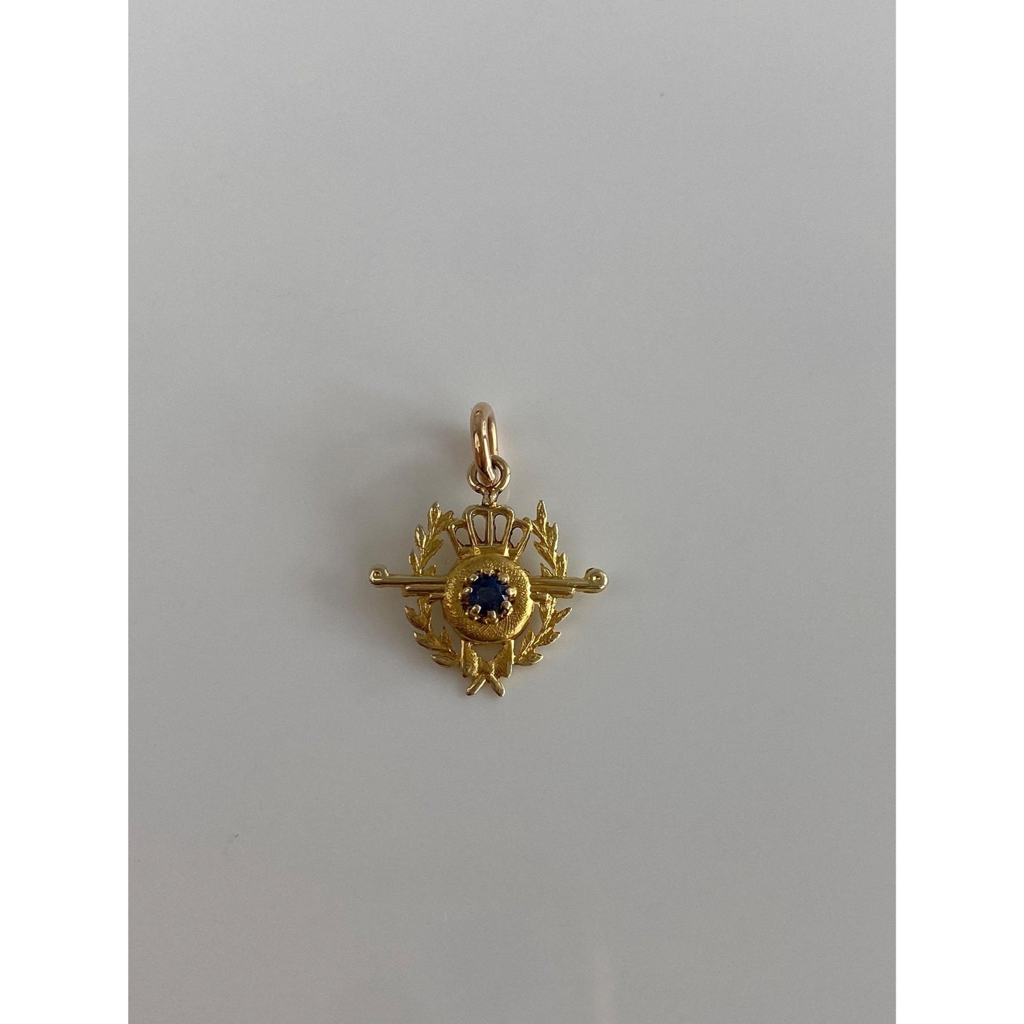 Solid 14k Yellow Gold Blue Sapphire Stick Pin Conversion Charm