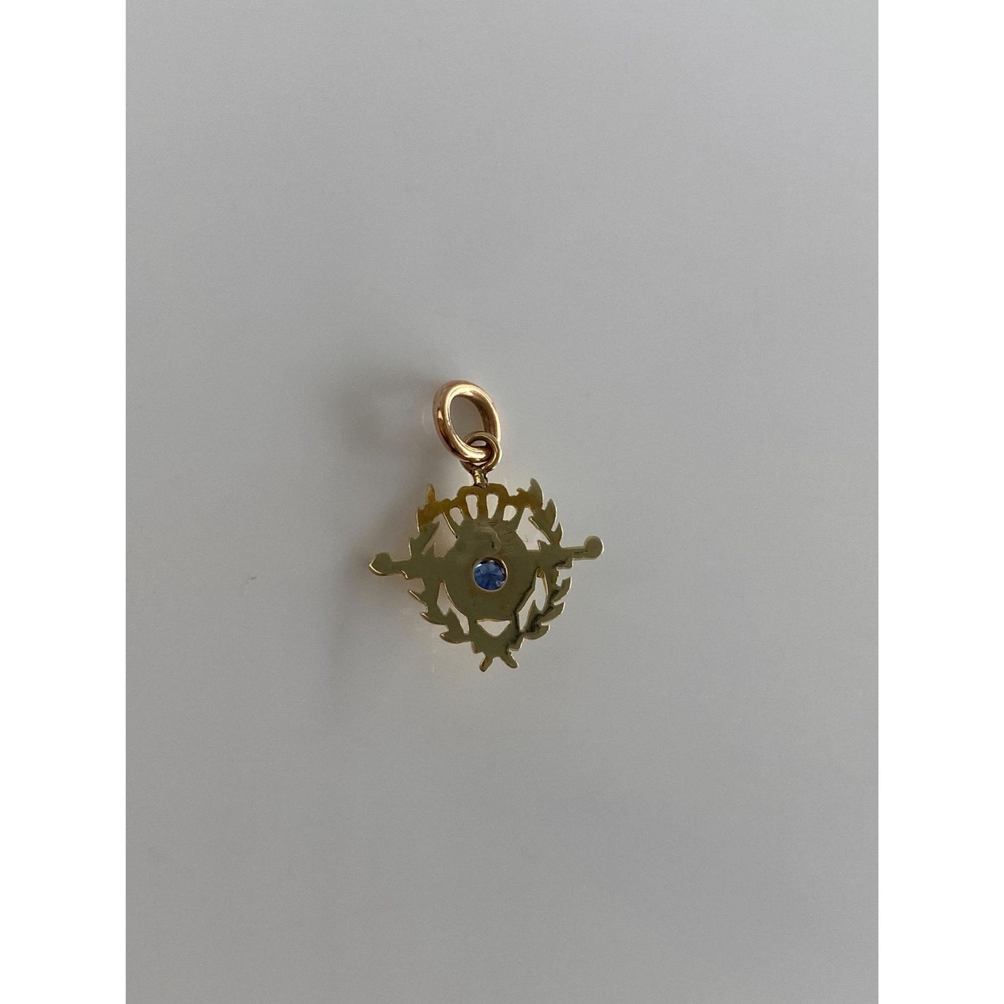 Solid 14k Yellow Gold Blue Sapphire Stick Pin Conversion Charm