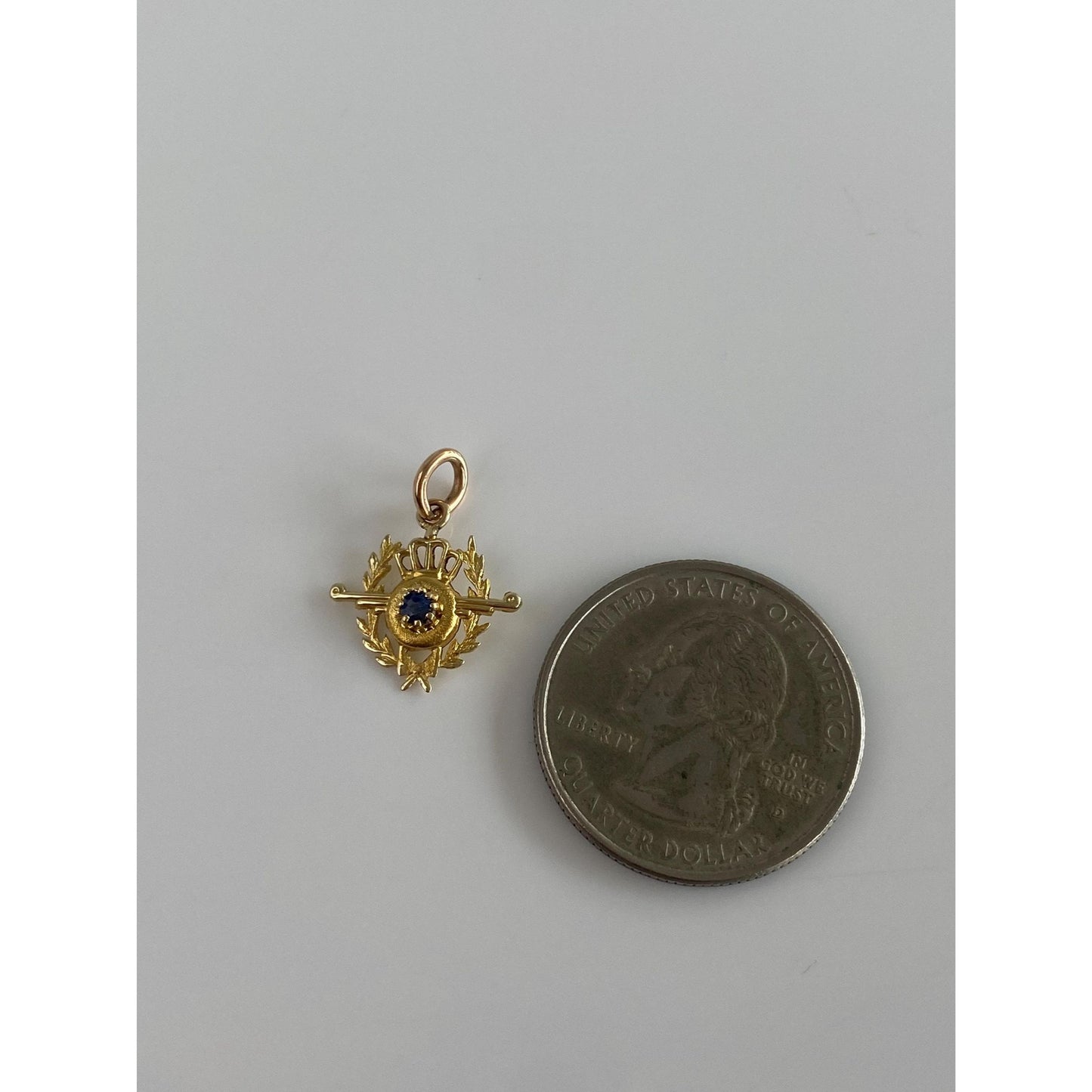 Solid 14k Yellow Gold Blue Sapphire Stick Pin Conversion Charm