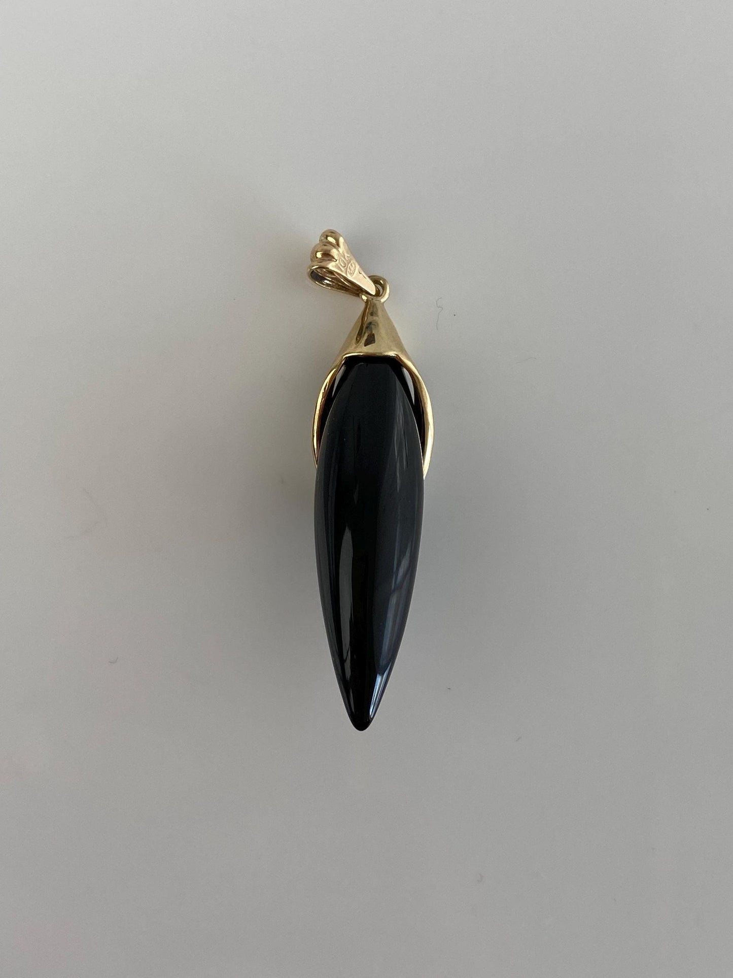Vintage Solid 10k Yellow Gold Diamond Onyx Bullet Charm