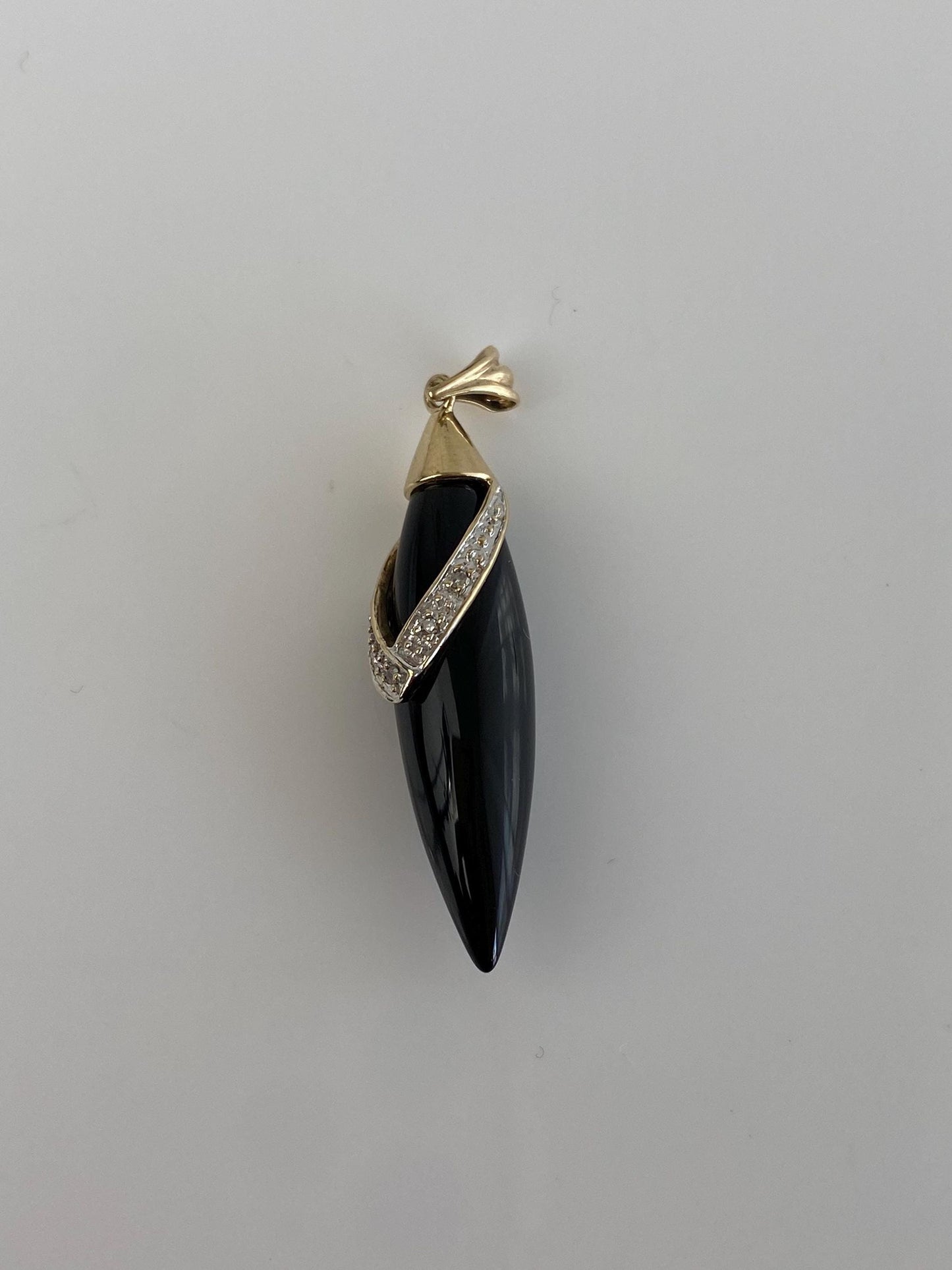 Vintage Solid 10k Yellow Gold Diamond Onyx Bullet Charm