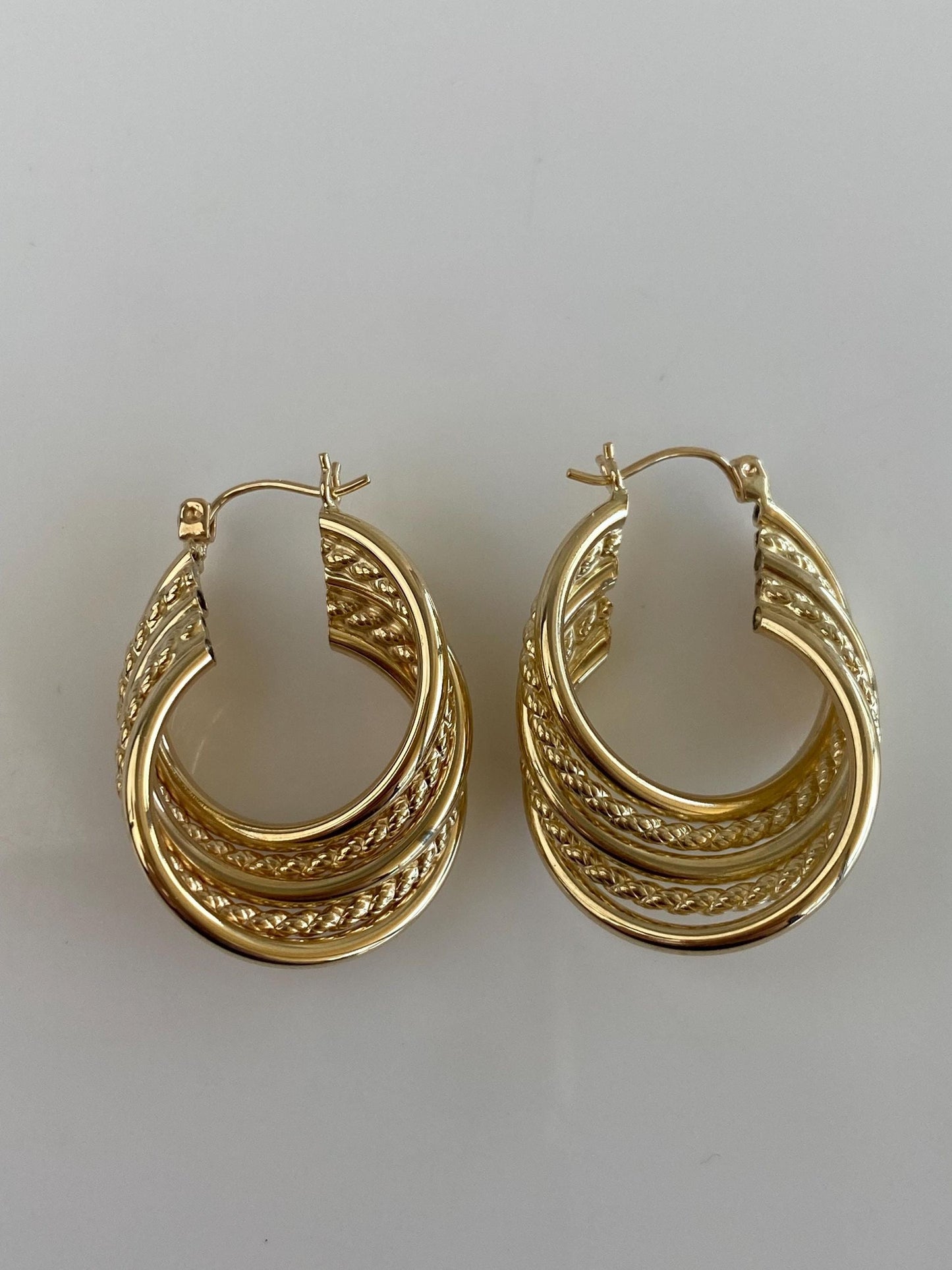 Vintage 14k Yellow Gold Layered Hoop Earrings