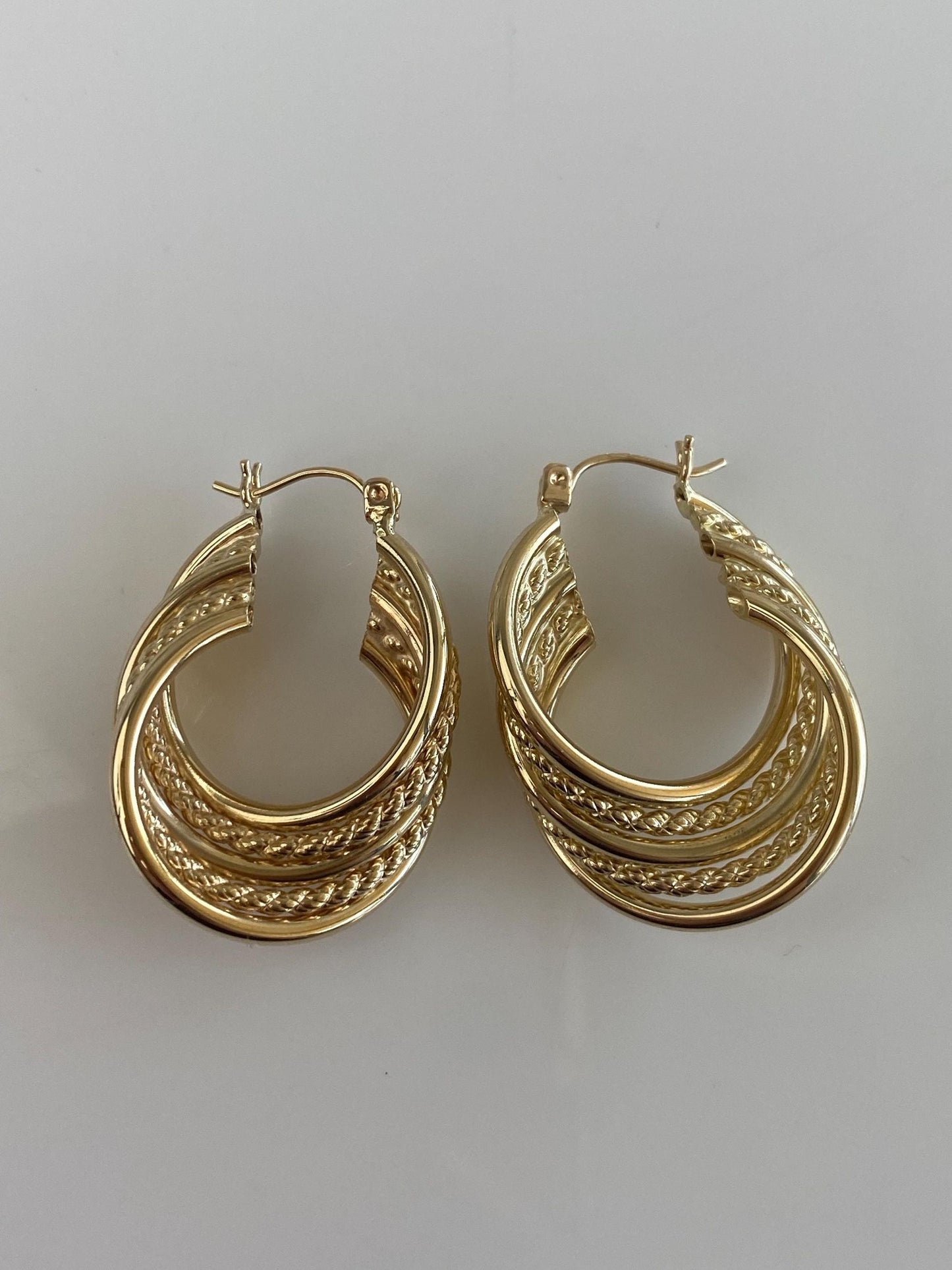 Vintage 14k Yellow Gold Layered Hoop Earrings