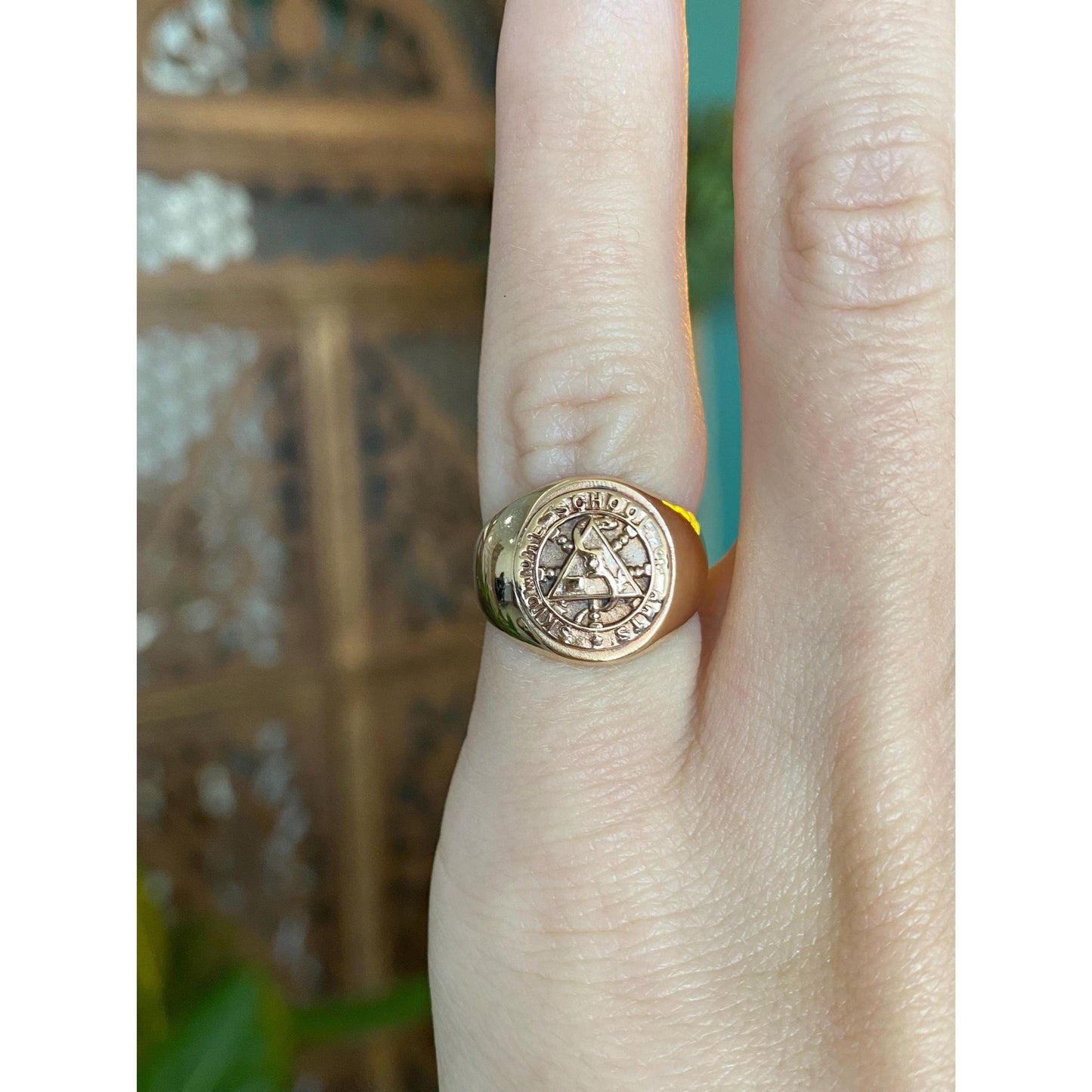 Vintage Solid 10k Rosey Gold Class Signet Ring - Size 3.5