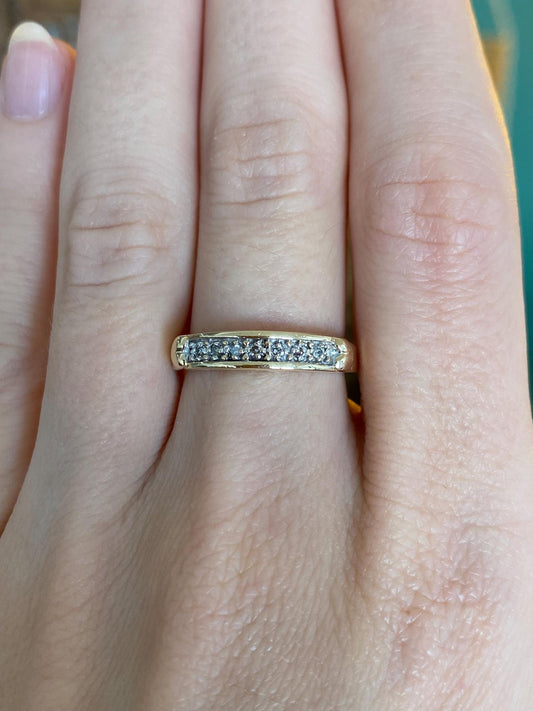 Vintage Solid 10k Yellow Gold Diamond 'I Love You' Ring Band - Size 6.5