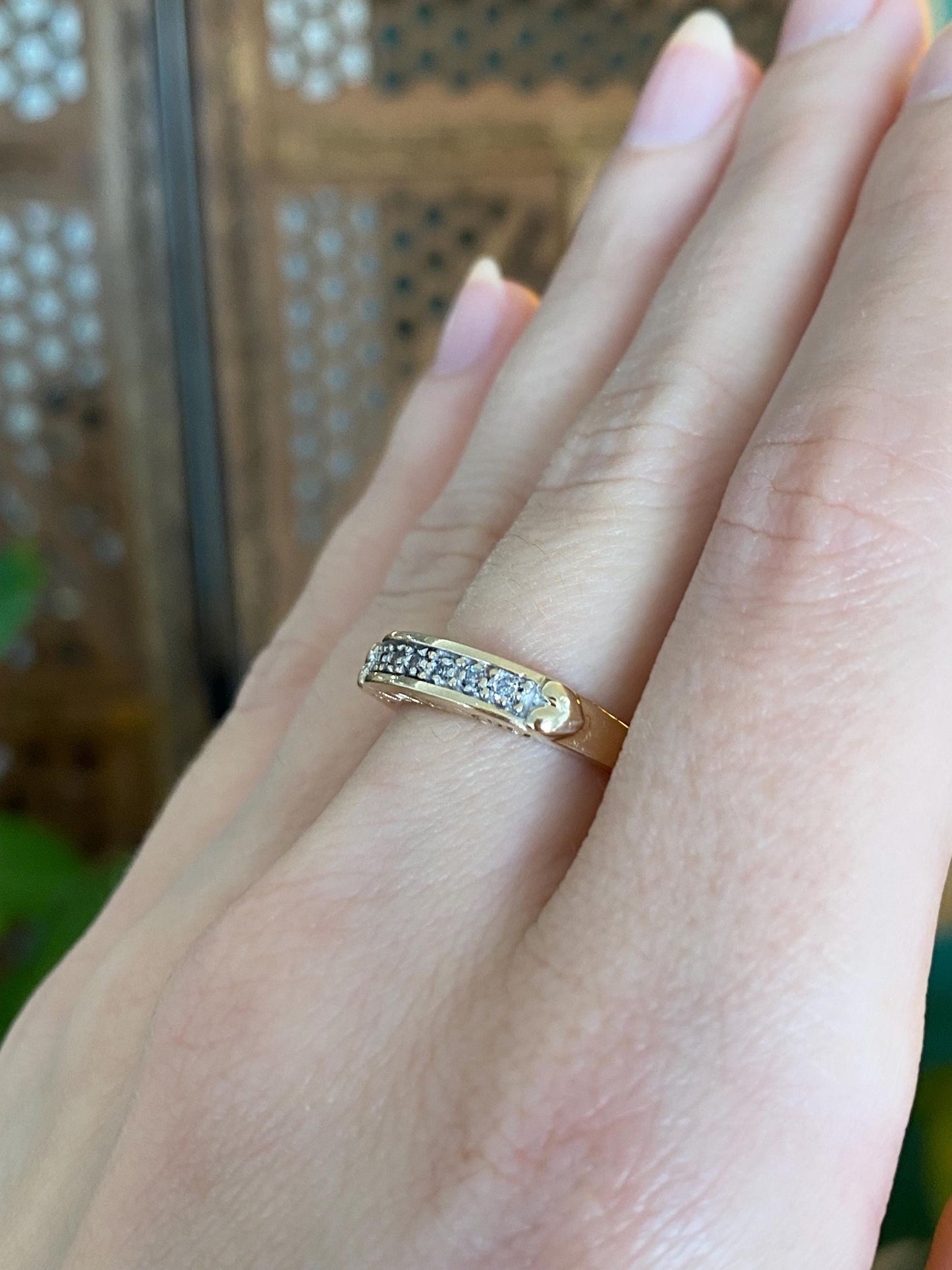 Vintage Solid 10k Yellow Gold Diamond 'I Love You' Ring Band - Size 6.5