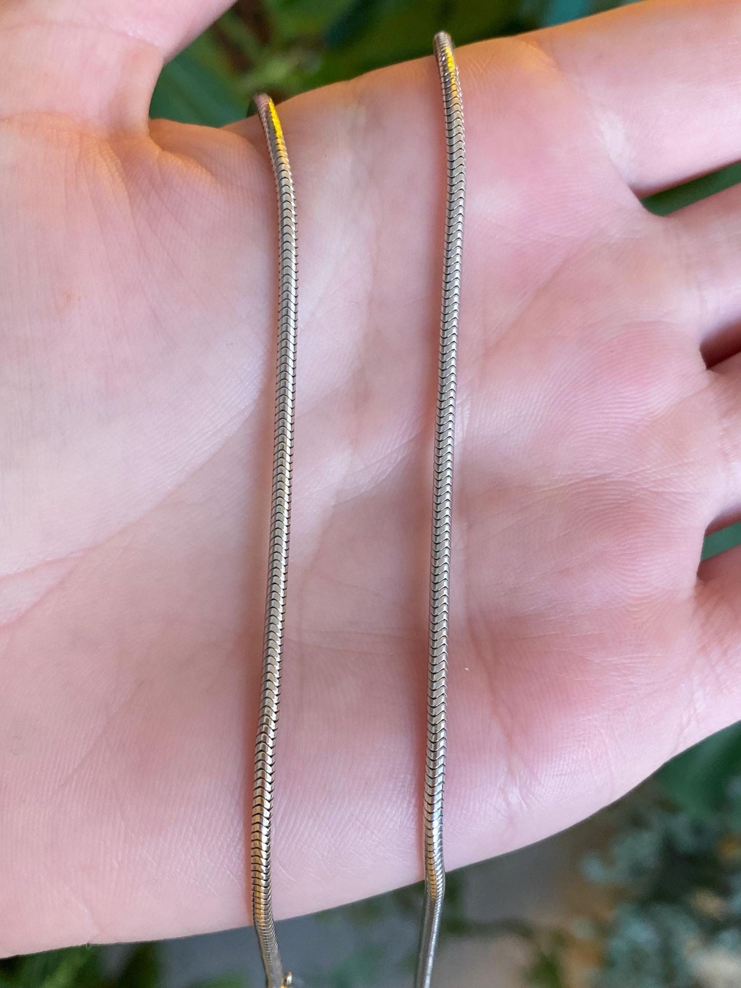 Vintage Solid 14k White Gold Chunky Snake Chain Choker Necklace - 13.5 inches