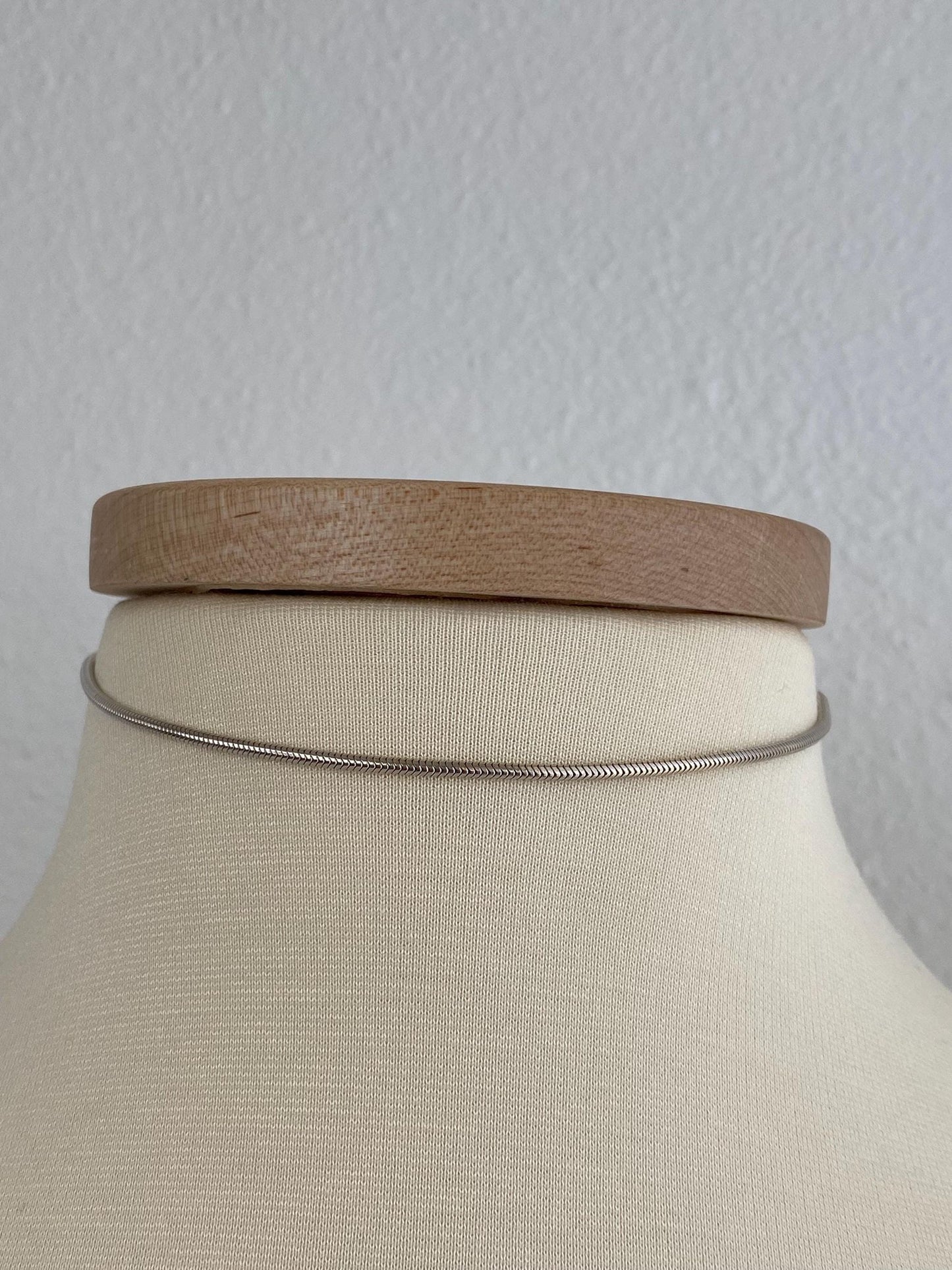 Vintage Solid 14k White Gold Chunky Snake Chain Choker Necklace - 13.5 inches