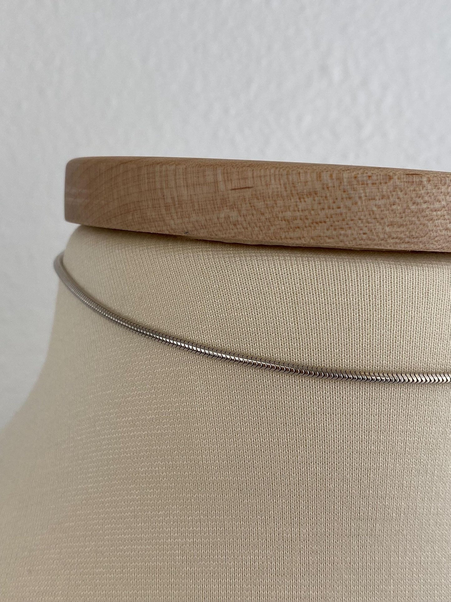 Vintage Solid 14k White Gold Chunky Snake Chain Choker Necklace - 13.5 inches