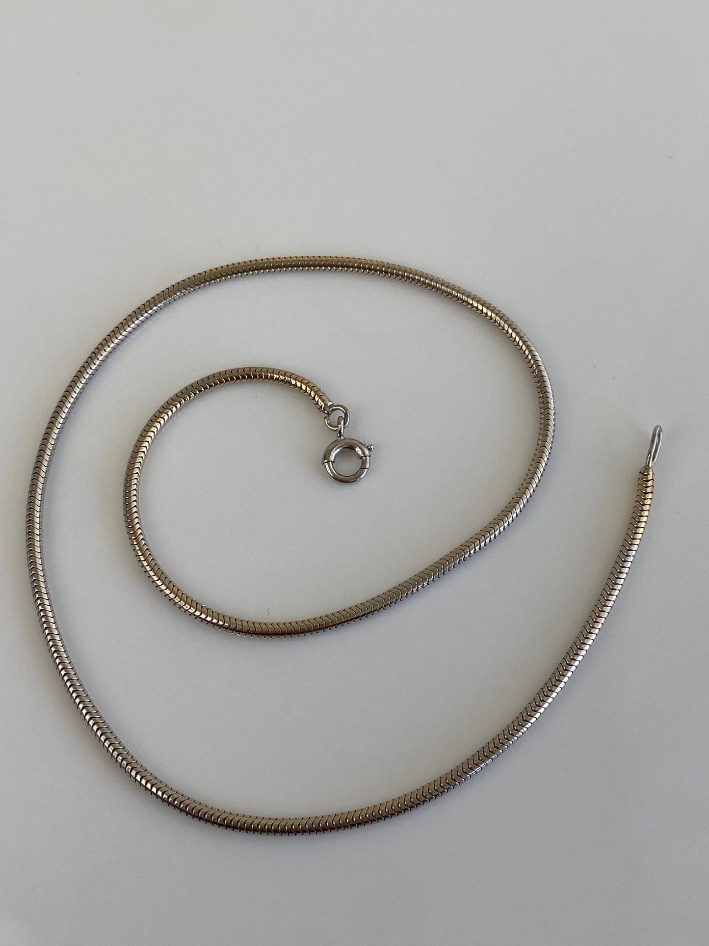Vintage Solid 14k White Gold Chunky Snake Chain Choker Necklace - 13.5 inches