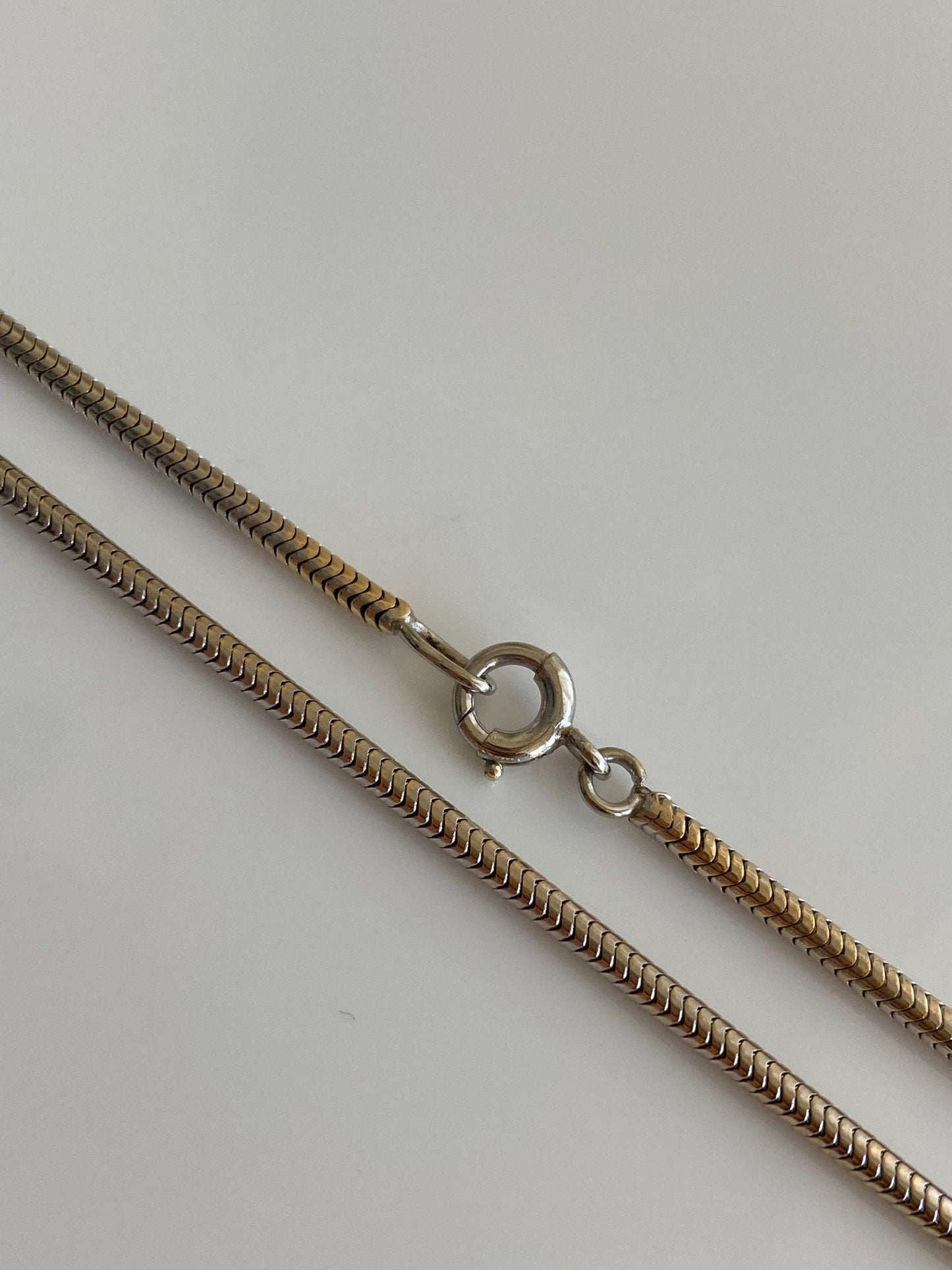 Vintage Solid 14k White Gold Chunky Snake Chain Choker Necklace - 13.5 inches