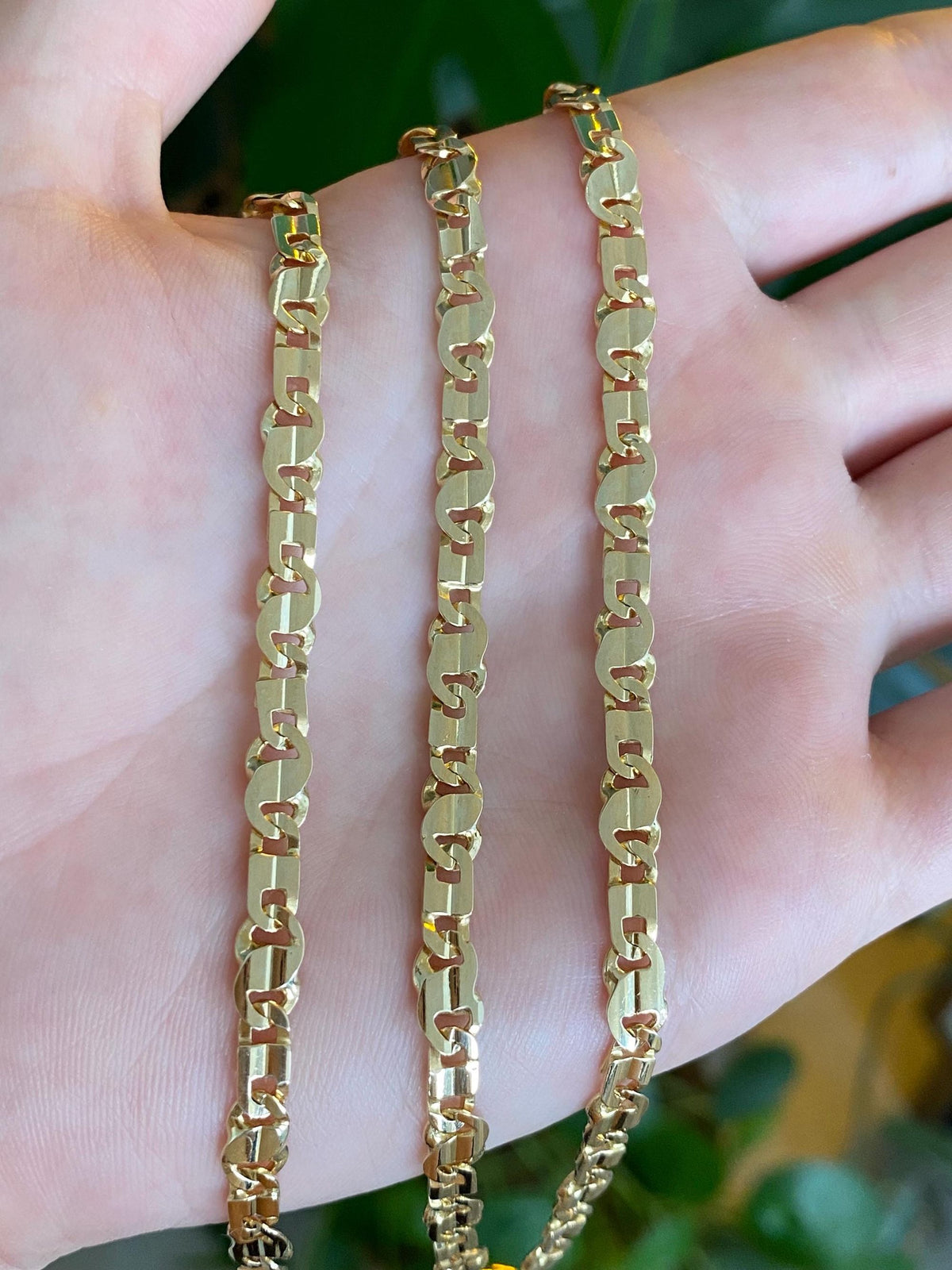 Vintage Solid 14k Yellow Gold Fancy Flat Link Chain Necklace - 19.75 inches