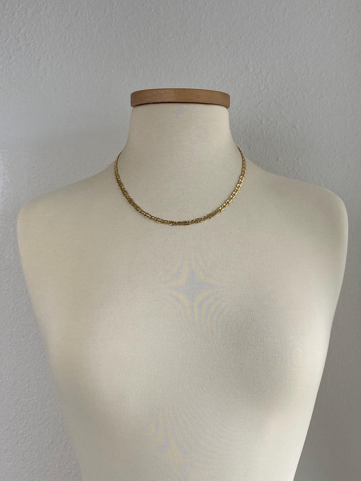 Vintage Solid 14k Yellow Gold Fancy Flat Link Chain Necklace - 19.75 inches