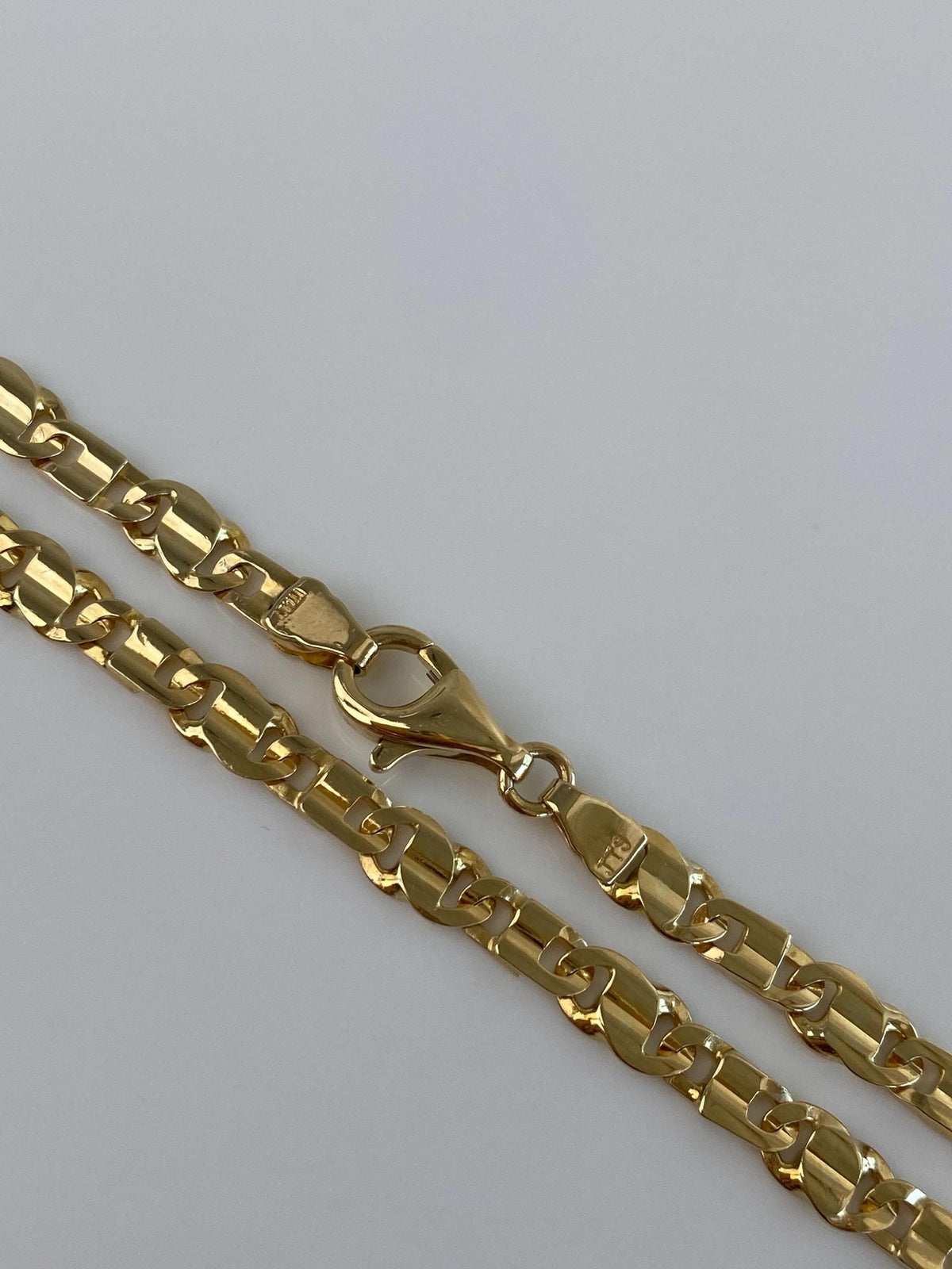 Vintage Solid 14k Yellow Gold Fancy Flat Link Chain Necklace - 19.75 inches